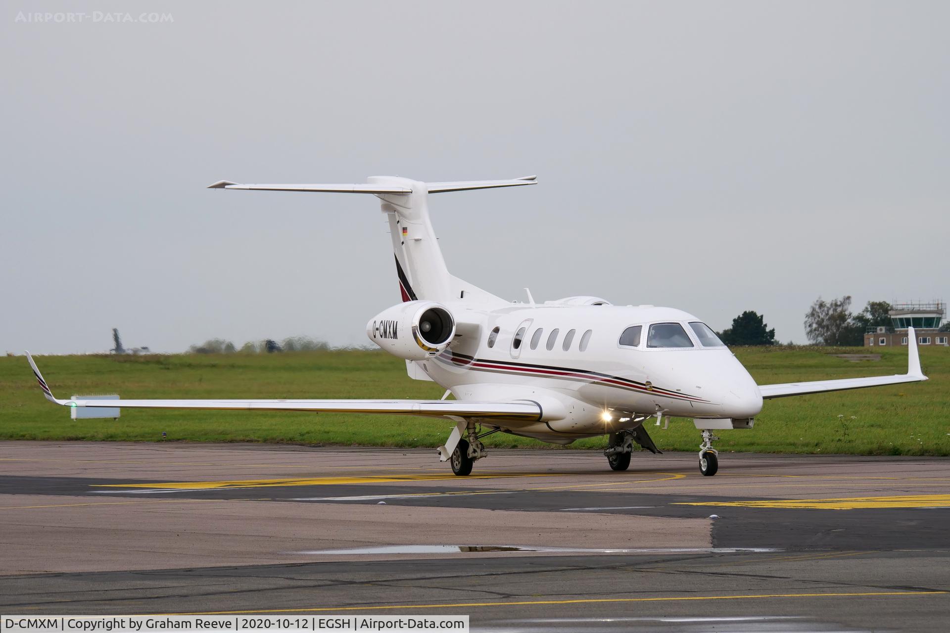 D-CMXM, 2020 Embraer EMB-505 Phenom 300 C/N 50500561, Just landed at Norwich.