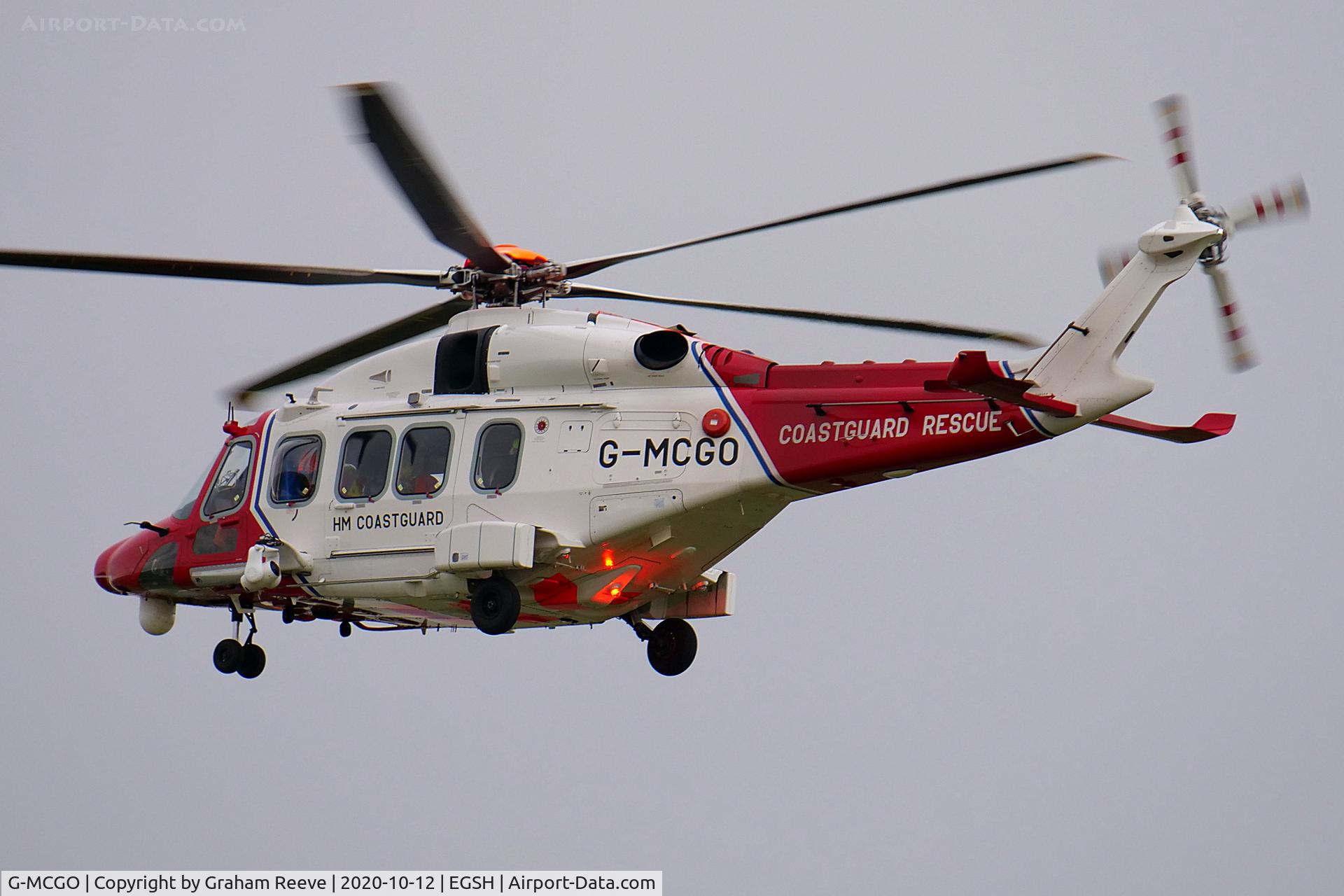 G-MCGO, 2014 AgustaWestland AW189 C/N 92002, On approach to Norwich.