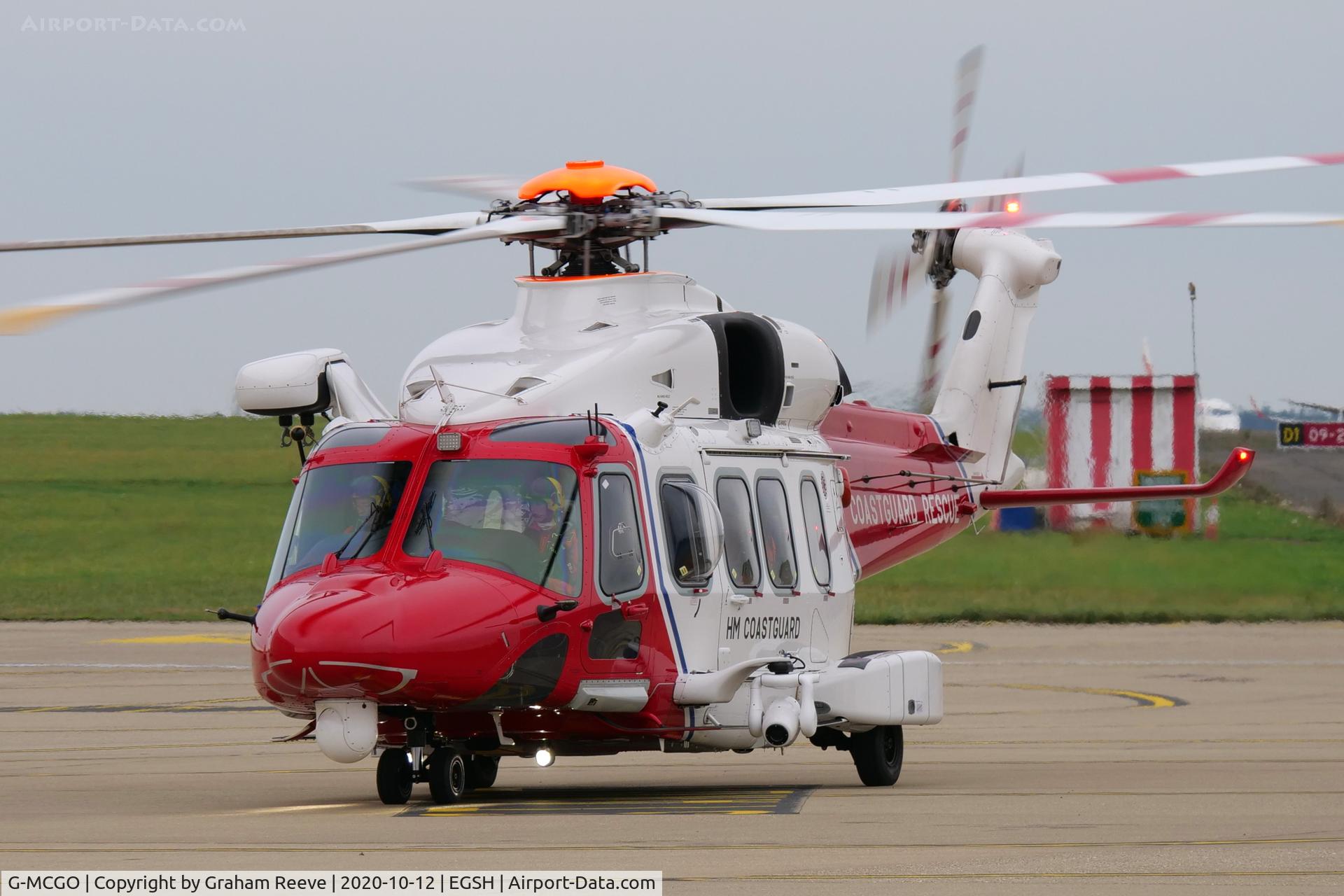 G-MCGO, 2014 AgustaWestland AW189 C/N 92002, About to depart from Norwich.