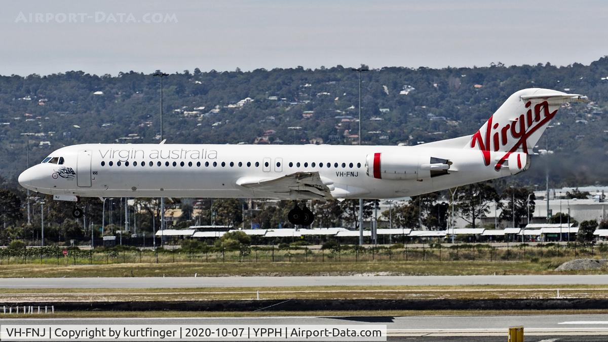 VH-FNJ, 1994 Fokker 100 (F-28-0100) C/N 11489, Fokker 100 cn11489. Virgin Regional VH-FNJ name Talbot Bay YPPH 07/10/2020.