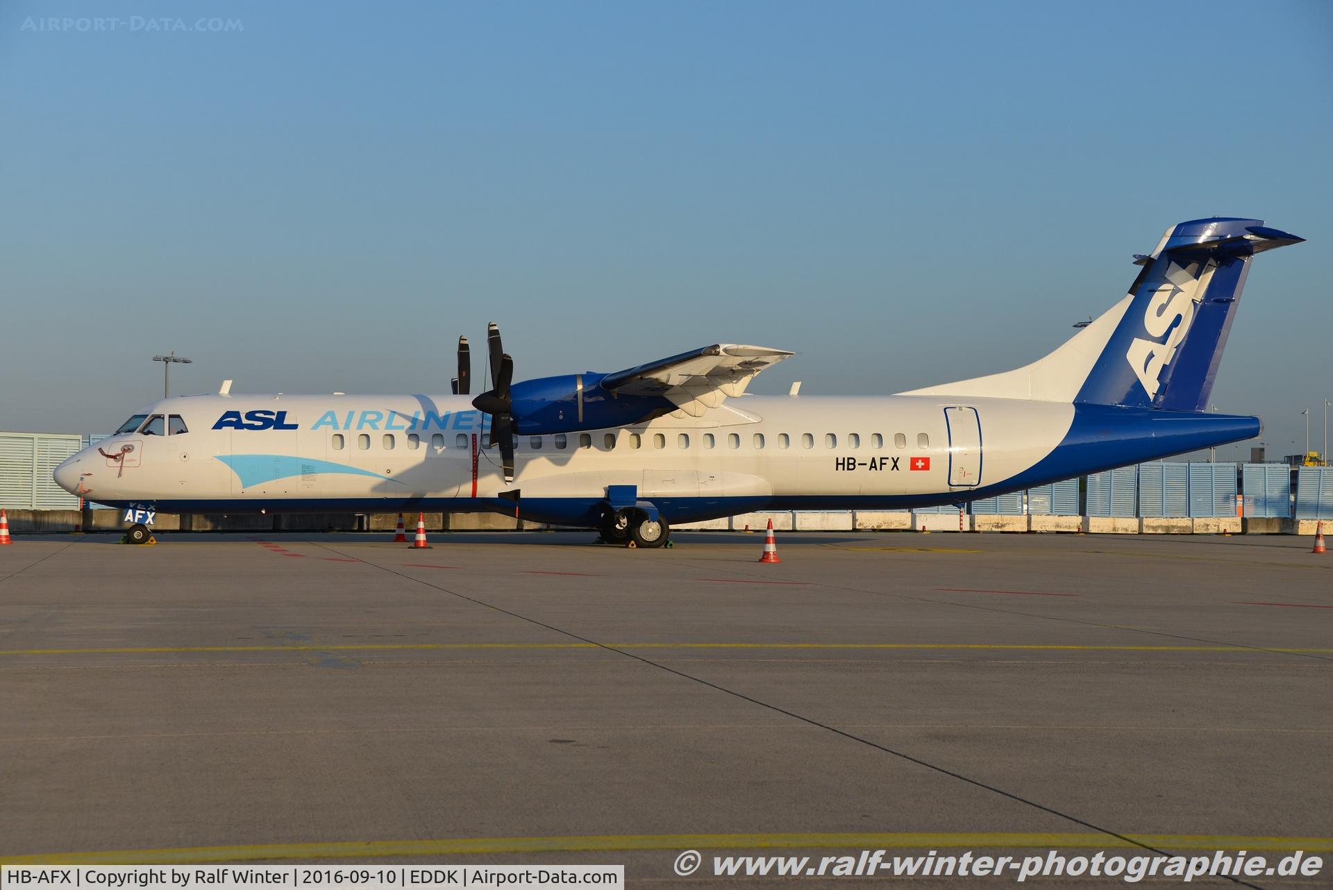 HB-AFX, 1991 ATR 72-202(F) C/N 265, ATR 72-202F - FAT ASL Airlines Switzerland - 265 - HB-AFX - 10.09.2016 - CGN