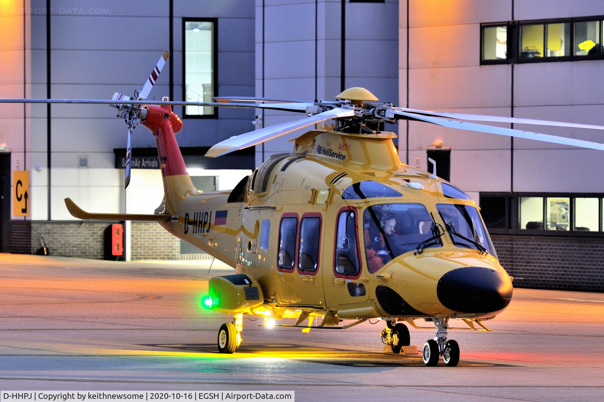 D-HHPJ, 2019 Leonardo AW-169 C/N 69113, Arriving at Norwich from Aberdeen via Humberside.