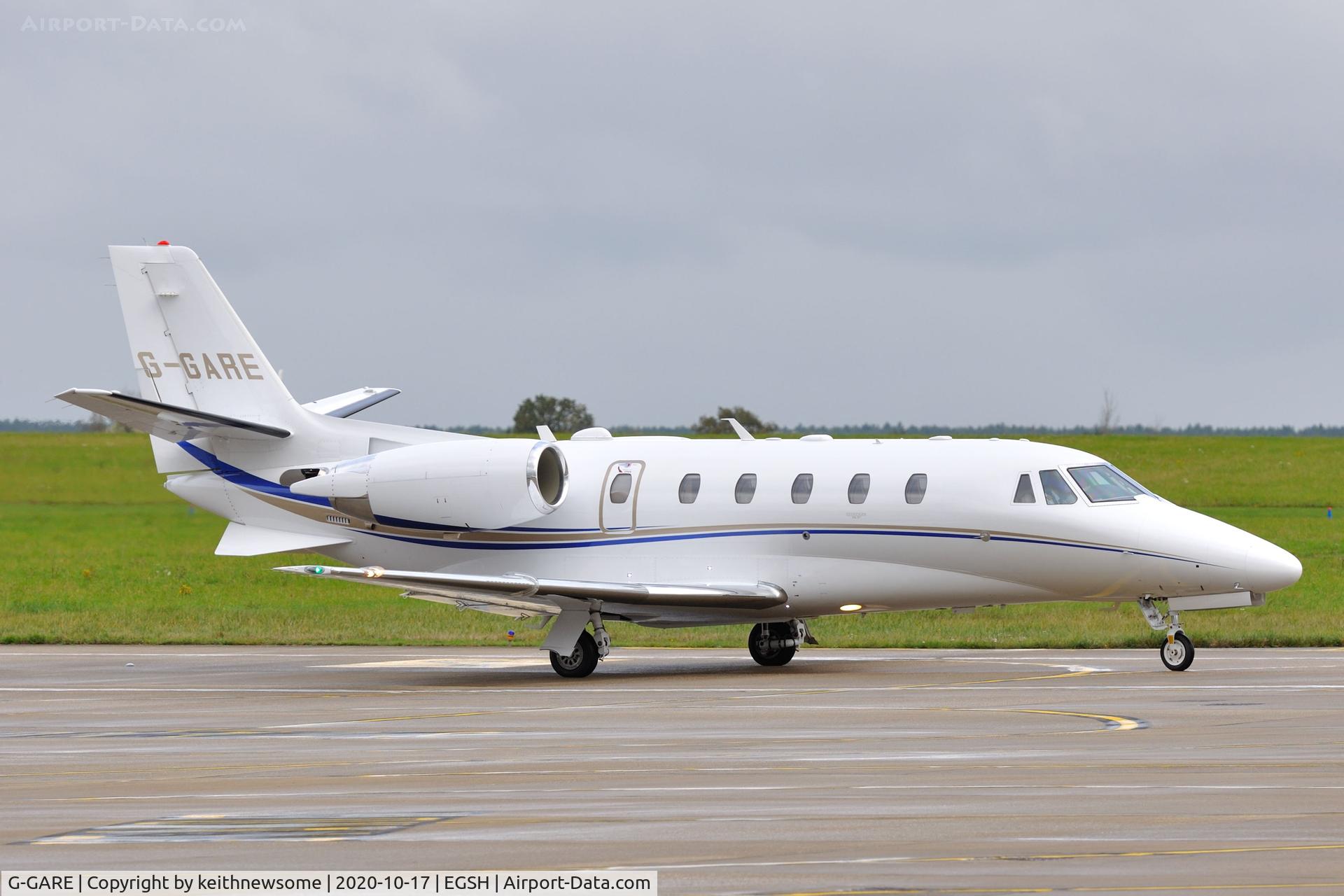 G-GARE, 2017 Cessna 560XL Citation Excel XLS+ C/N 560-6232, Leaving Norwich for Hawarden.