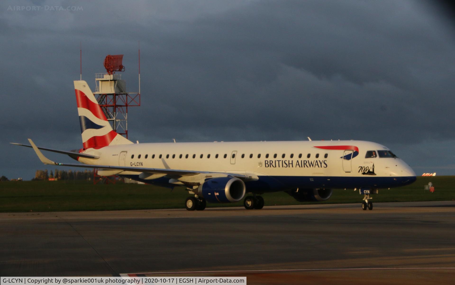 G-LCYN, 2010 Embraer 190SR (ERJ-190-100SR) C/N 19000392, Returning from a test flight at NWI