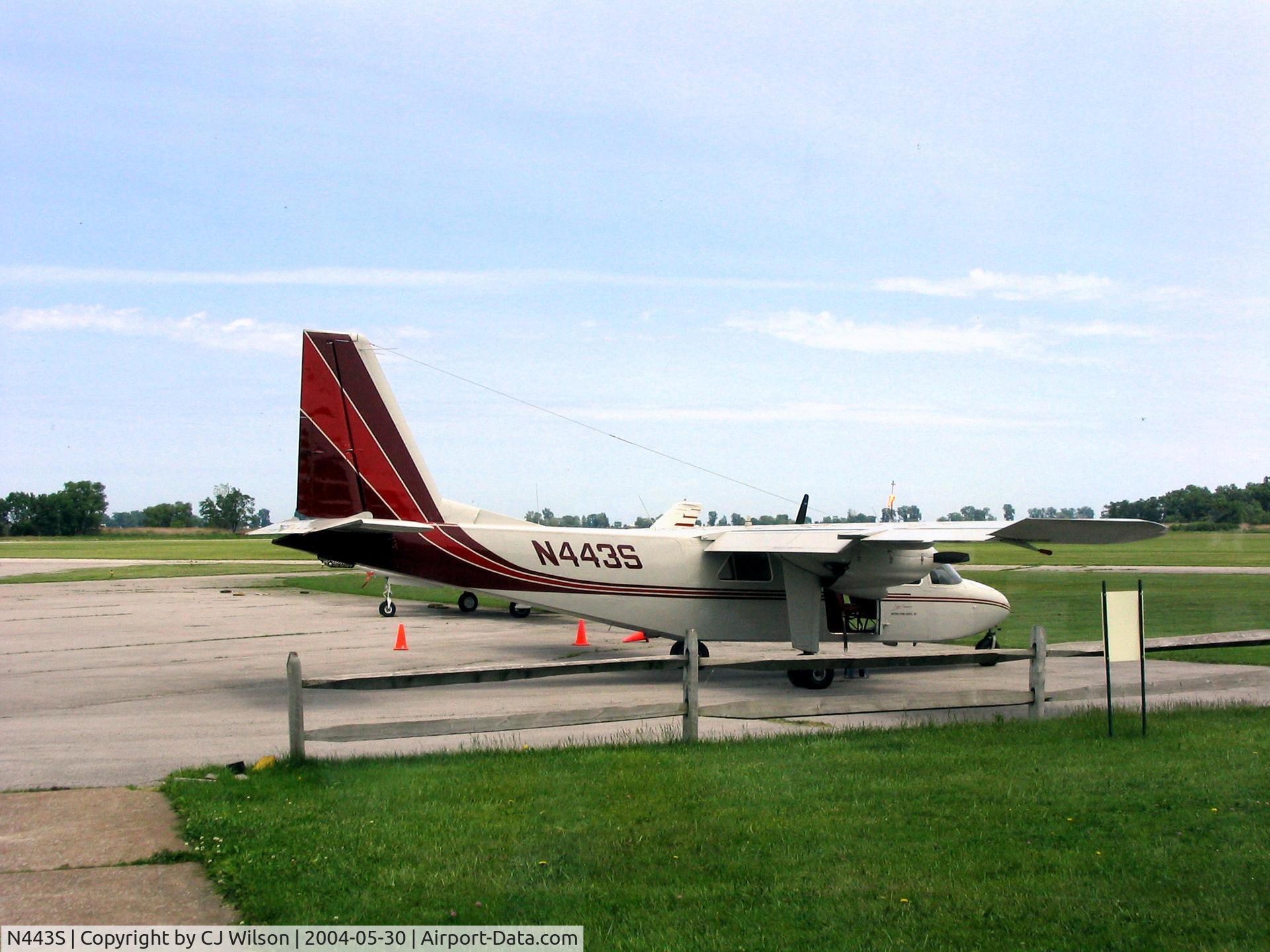 N443S, 1976 Britten-Norman BN-2A-20 Islander C/N 766, Flying out of Pelee Island 2004