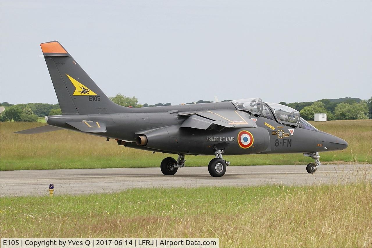 E105, Dassault-Dornier Alpha Jet E C/N E105, Dassault-Dornier Alpha Jet E, Taxiing to holding point rwy 26, Landivisiau Naval Air Base (LFRJ) Tiger Meet 2017