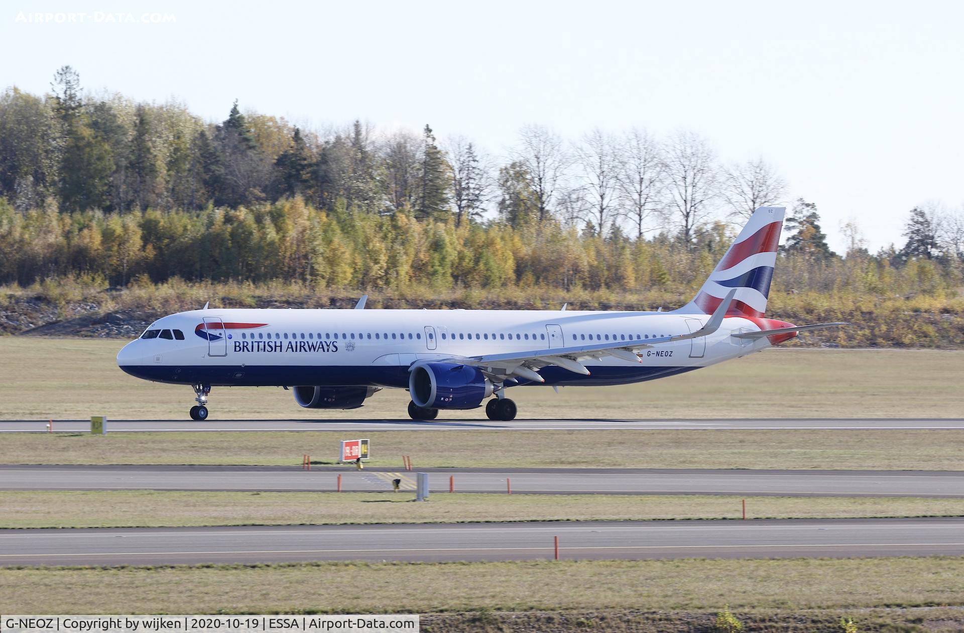 G-NEOZ, 2020 Airbus A321-251NX C/N 9123, RWY 01R