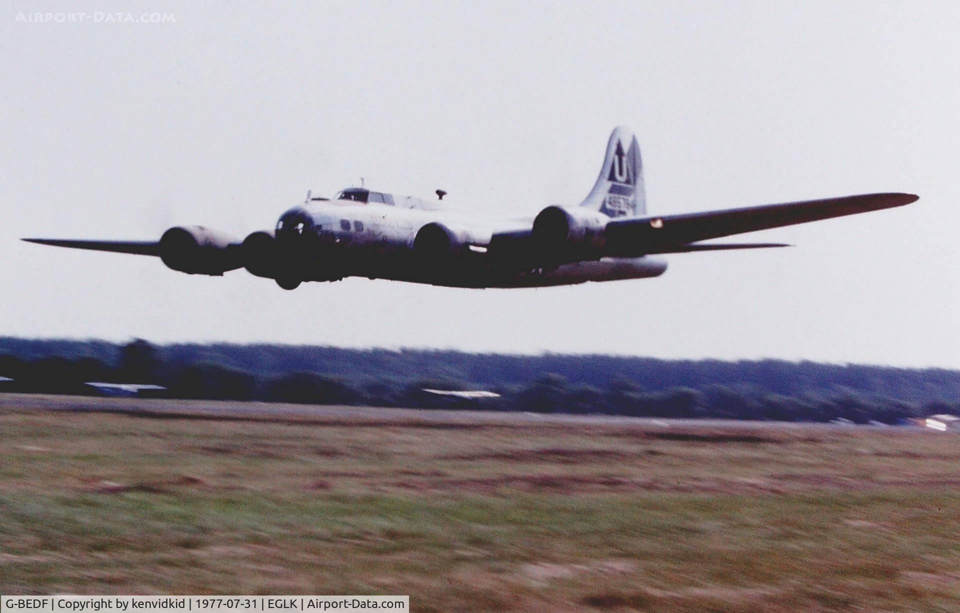 G-BEDF, 1944 Boeing B-17G Flying Fortress C/N 8693, At the 1977 Blackbushe Air Festival.