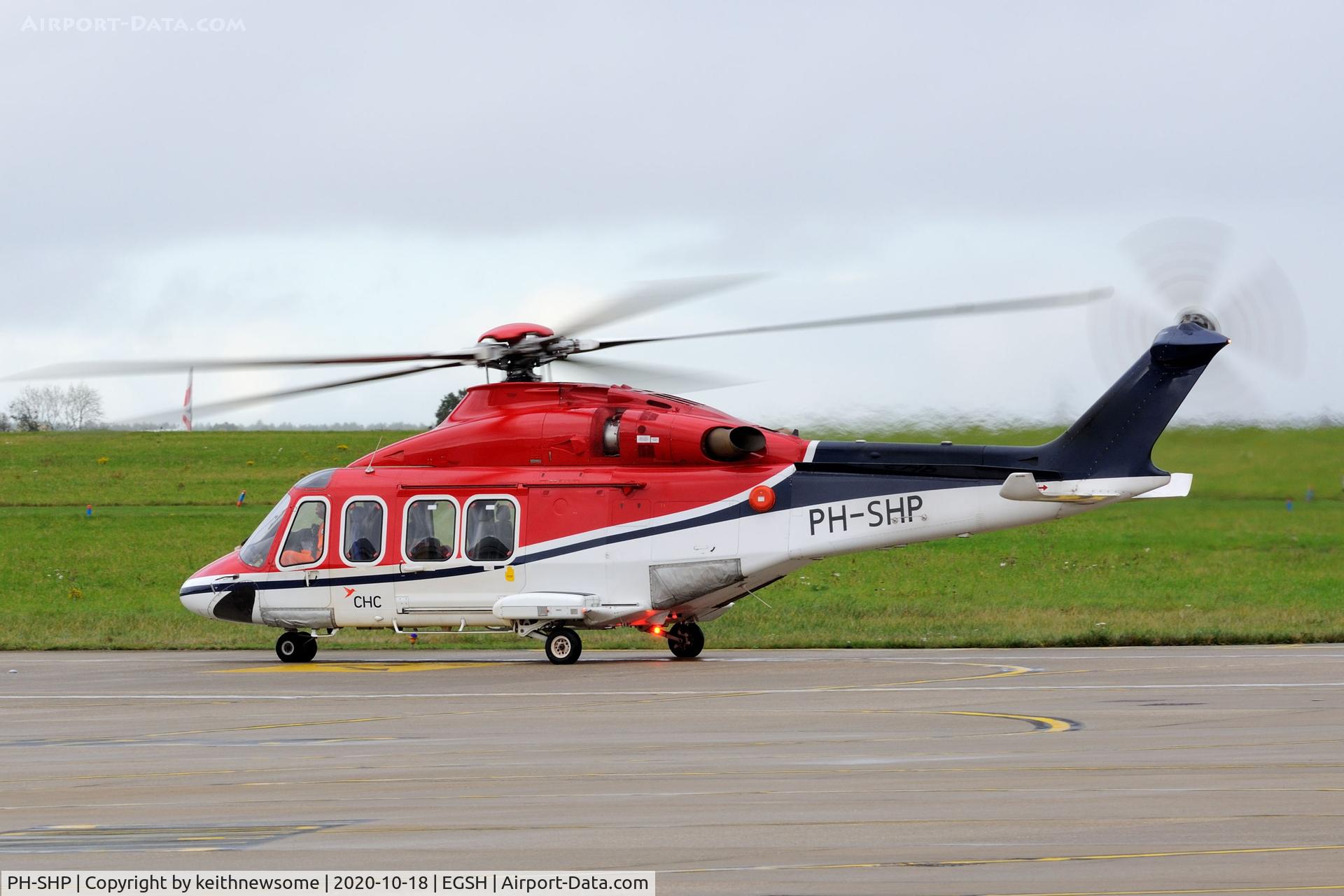 PH-SHP, 2007 AgustaWestland AW-139 C/N 31099, Arriving at Norwich from Den Helder.