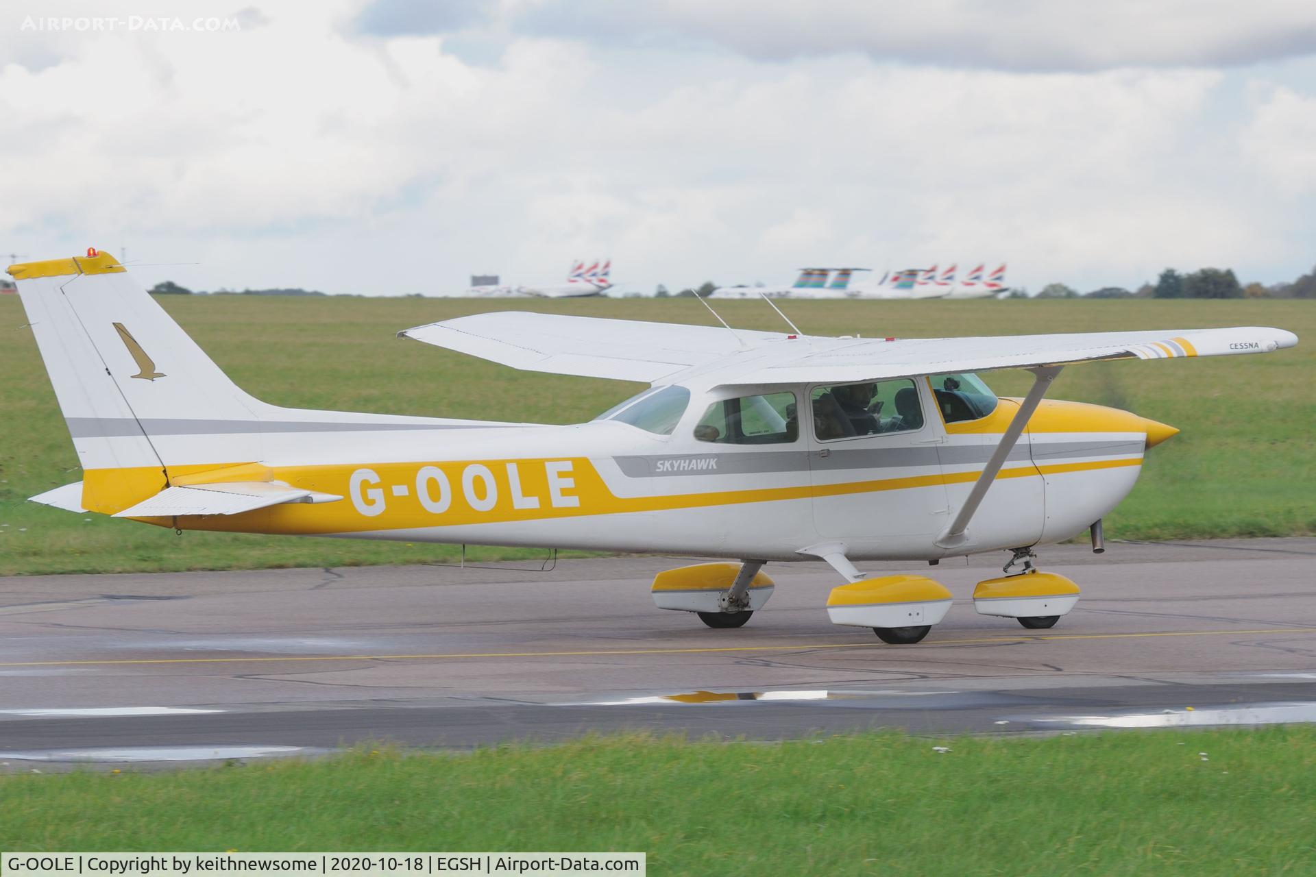 G-OOLE, 1977 Cessna 172M Skyhawk C/N 172-66712, Leaving Norwich.