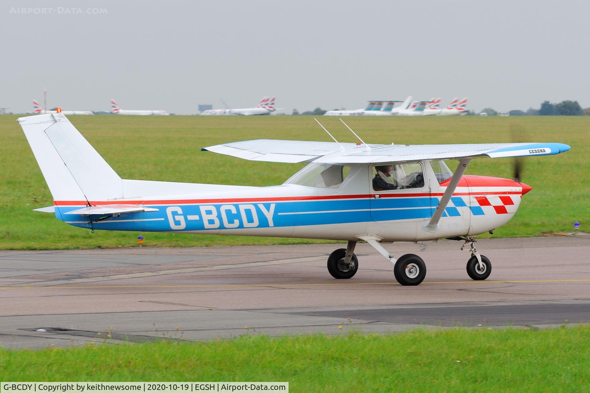 G-BCDY, 1974 Reims FRA150L Aerobat C/N 0237, Leaving Norwich.