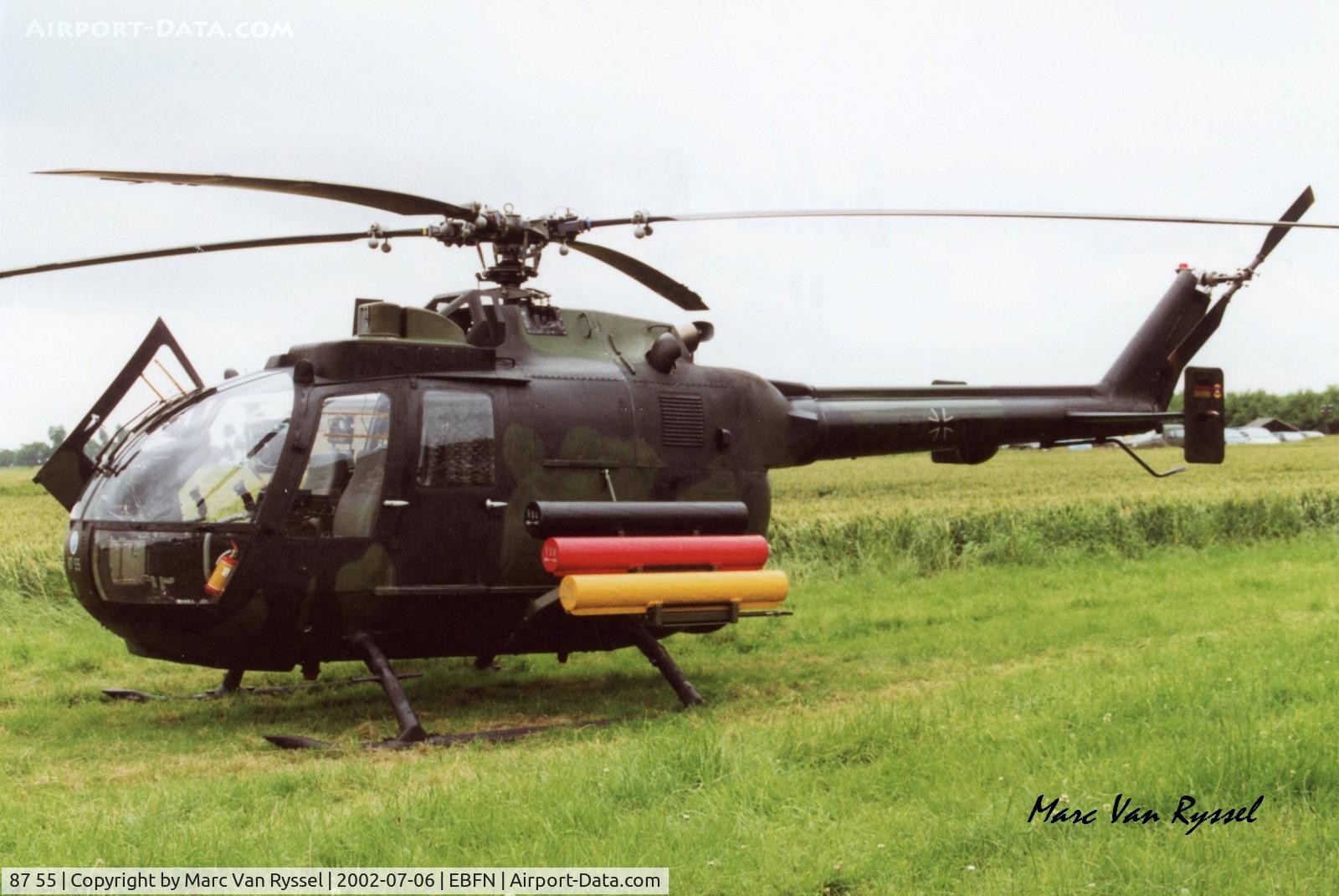 87 55, MBB Bo-105P1 C/N 6155, At Koksijde airshow 2002.