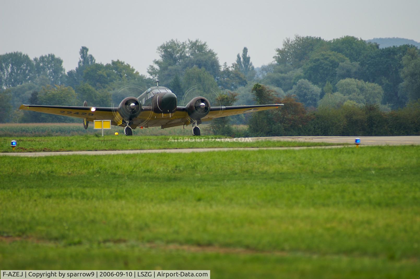 F-AZEJ, 1958 Beech E18S C/N BA-359, Leaving the Airshow at Grenchen