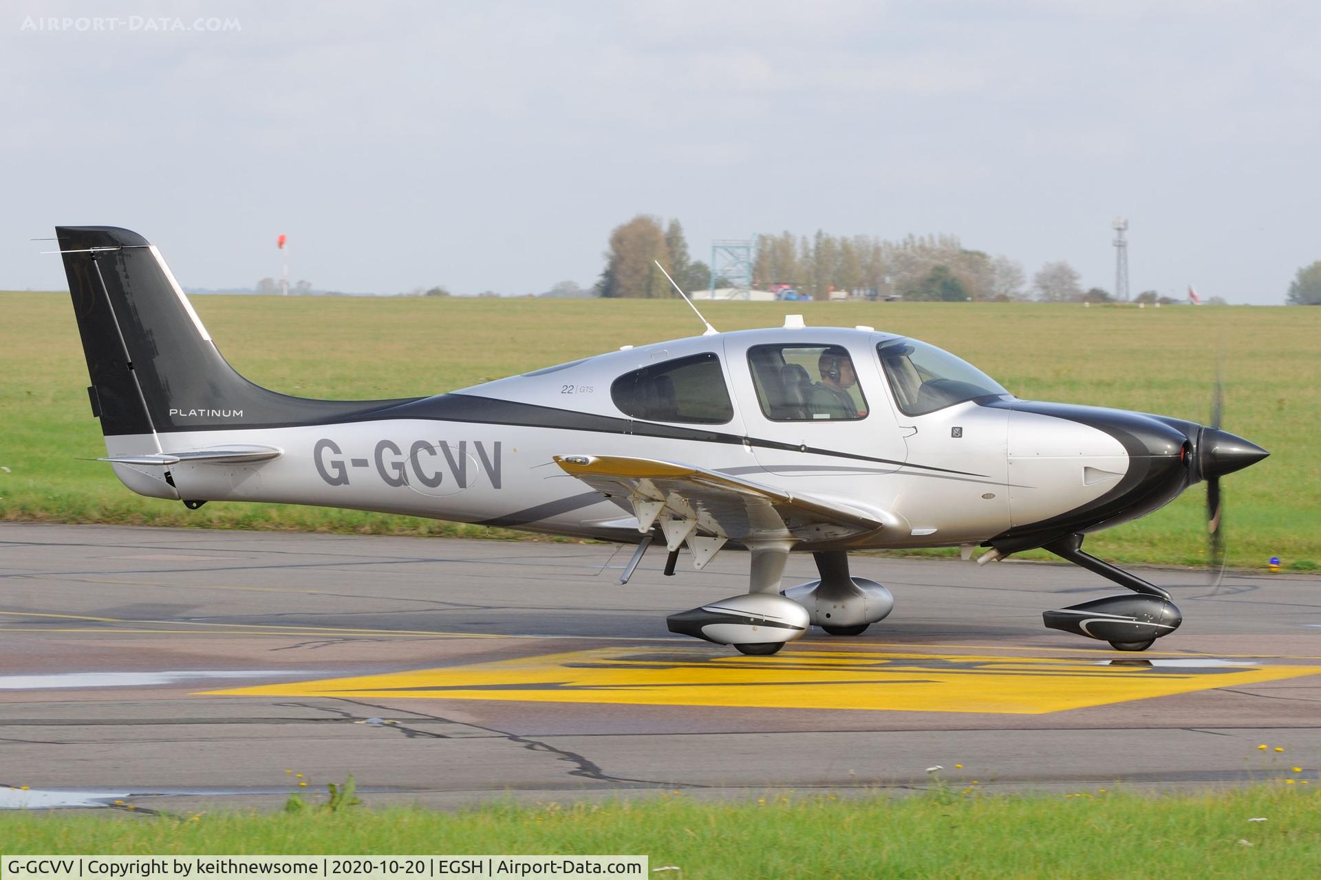 G-GCVV, 2015 Cirrus SR22 C/N 4244, Leaving Norwich.