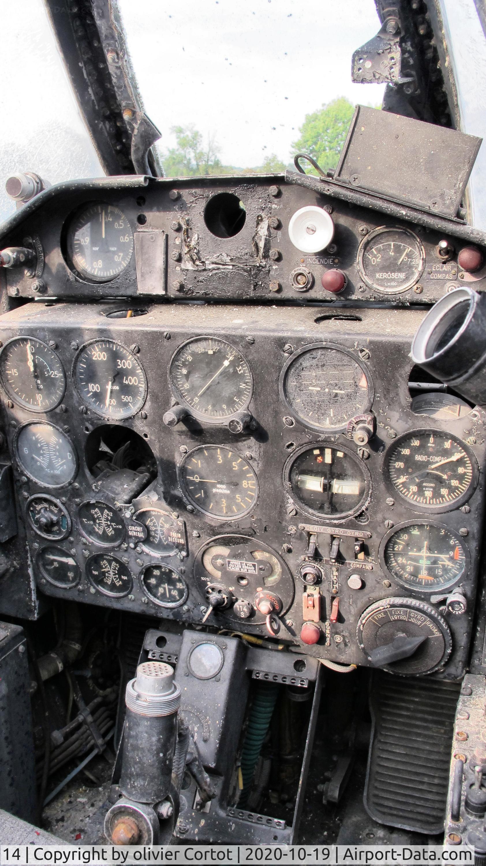 14, Fouga CM-170R Magister C/N 14, the remains of the front seat cockpit