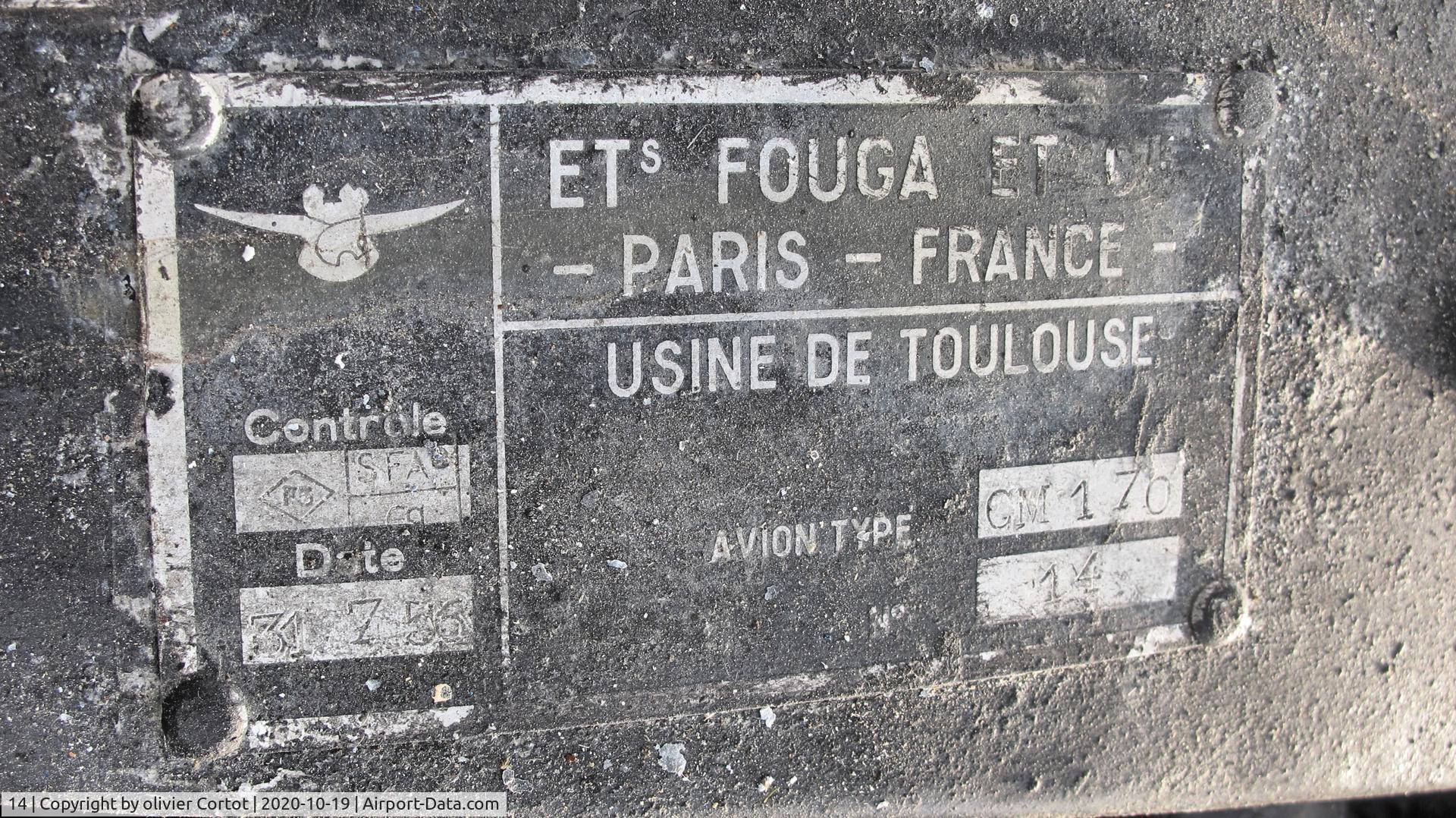 14, Fouga CM-170R Magister C/N 14, C/N plate