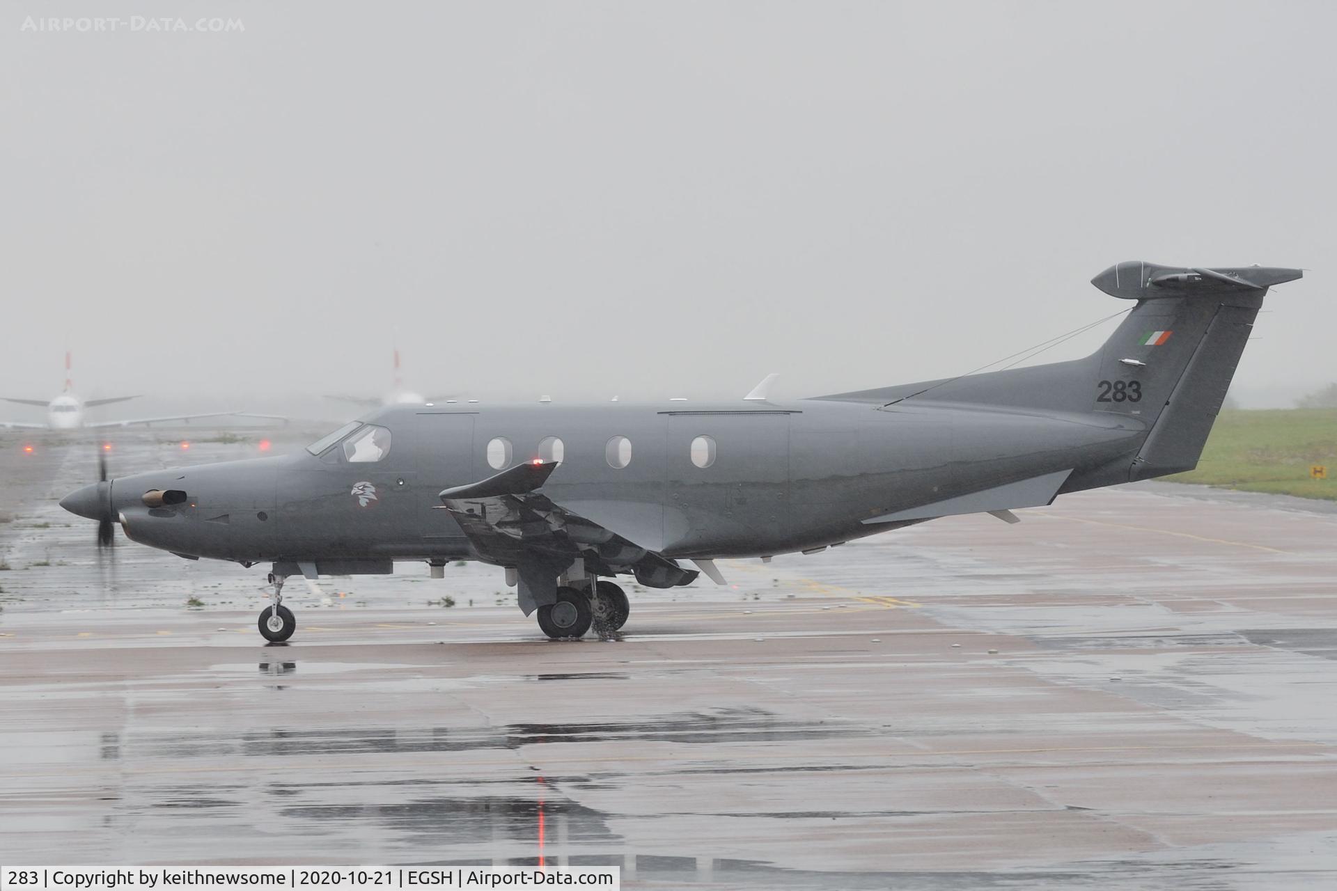 283, 2018 Pilatus PC-12NG Spectre C/N 1844, Arriving at very wet Norwich from Helsinki.
