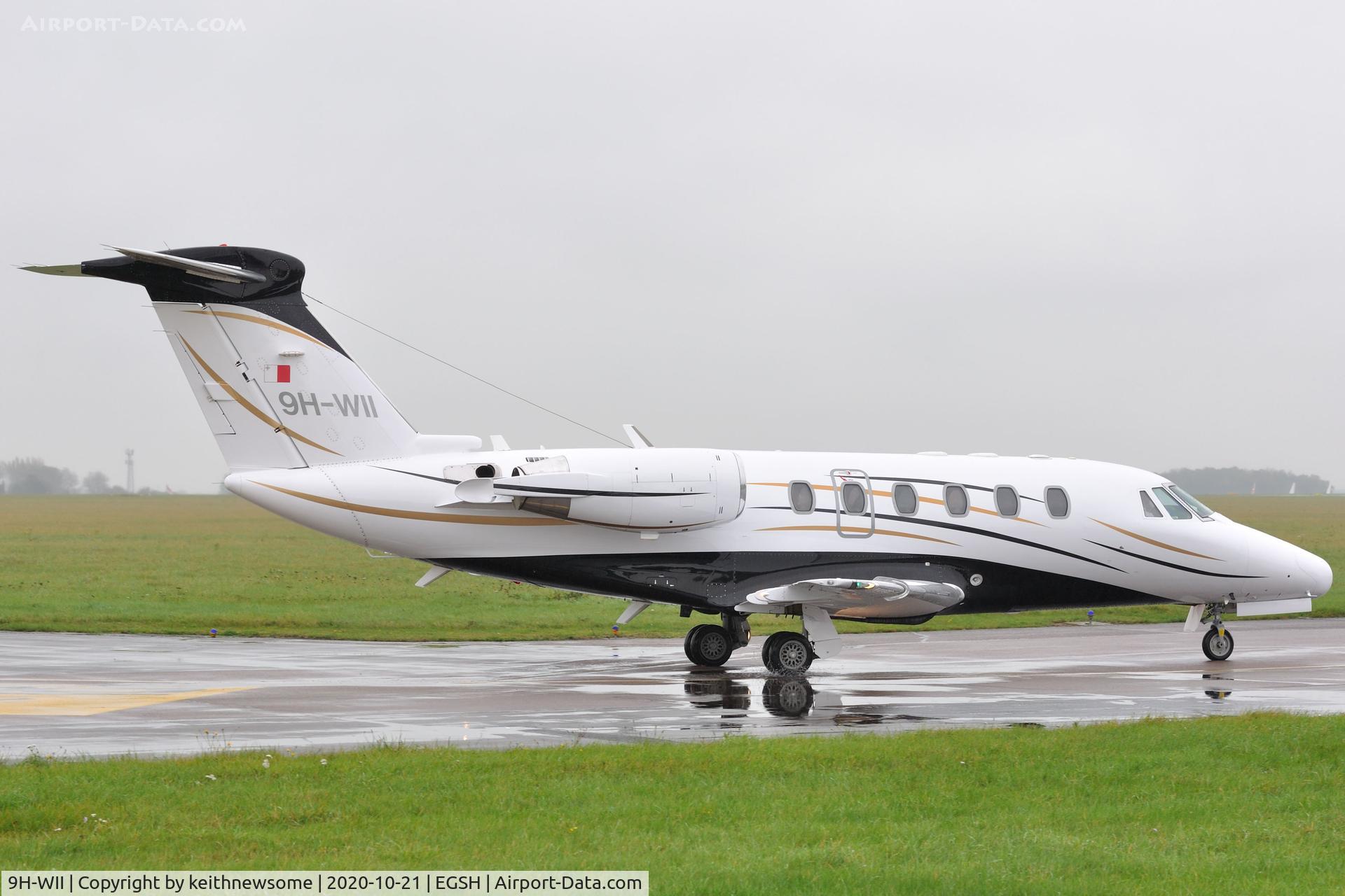 9H-WII, 1998 Cessna 650 Citation VII C/N 650-7090, Leaving Norwich for Luton.