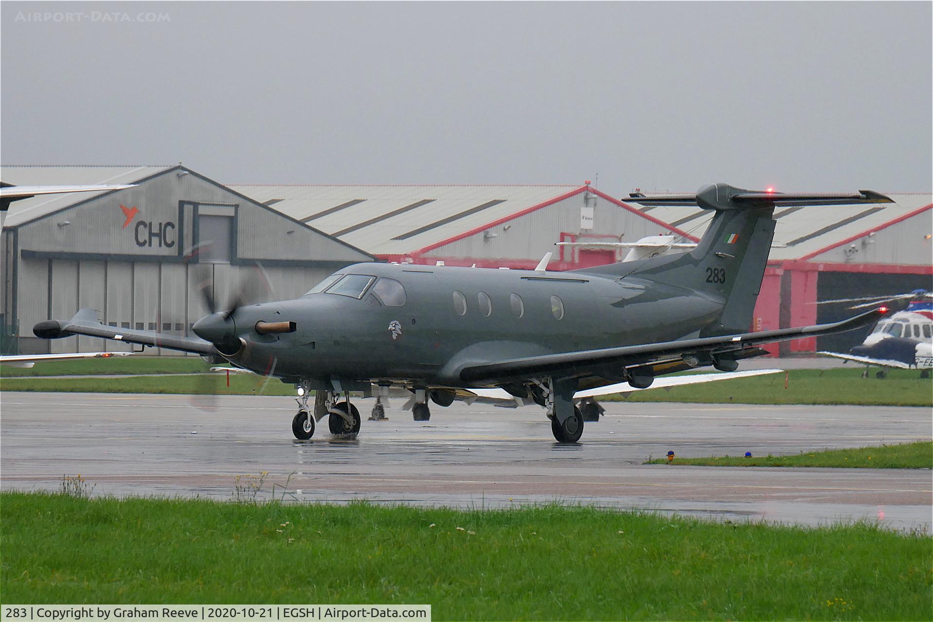 283, 2018 Pilatus PC-12NG Spectre C/N 1844, Departing from Norwich.
