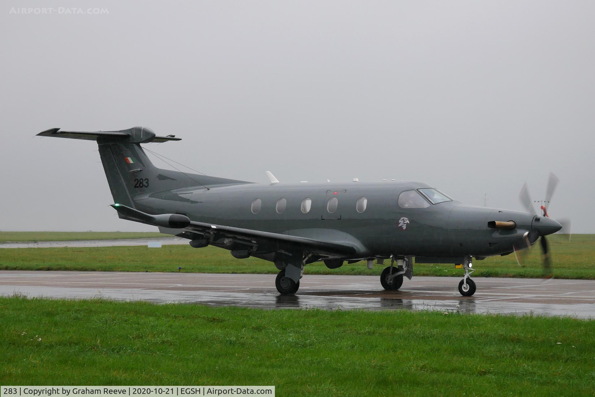 283, 2018 Pilatus PC-12NG Spectre C/N 1844, Departing from Norwich.