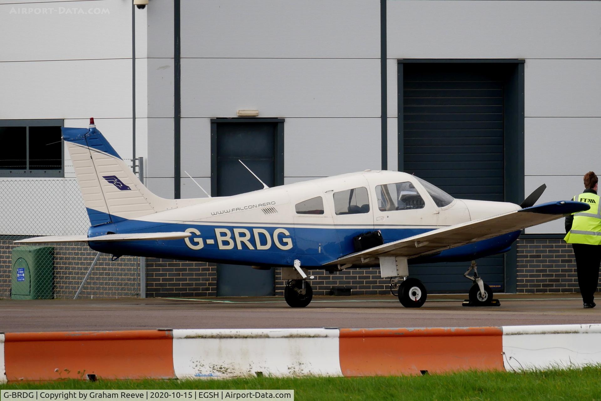 G-BRDG, 1977 Piper PA-28-161 Cherokee Warrior II C/N 28-7816047, Parked at Norwich.