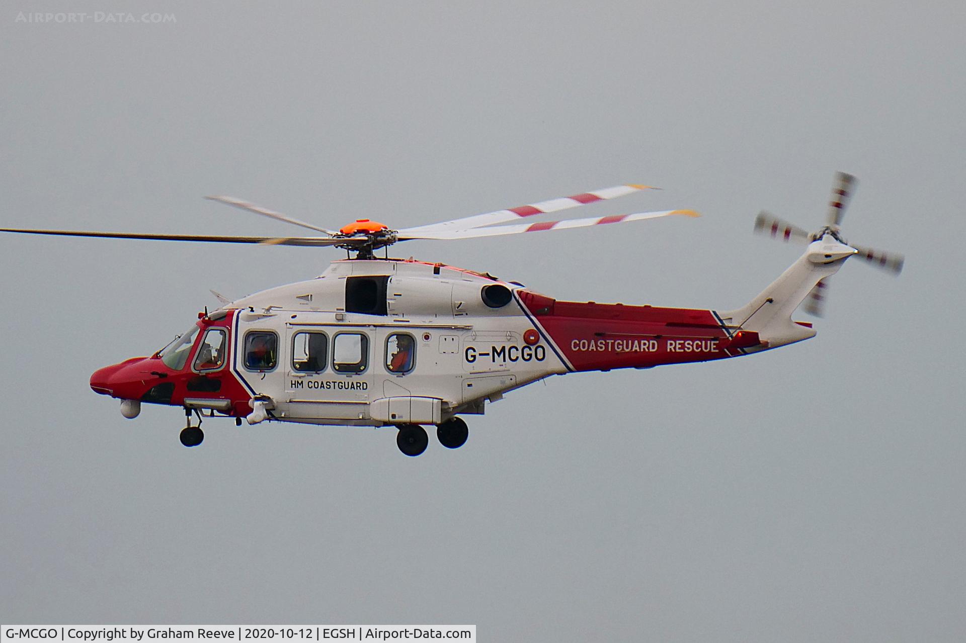 G-MCGO, 2014 AgustaWestland AW189 C/N 92002, Landing at Norwich.