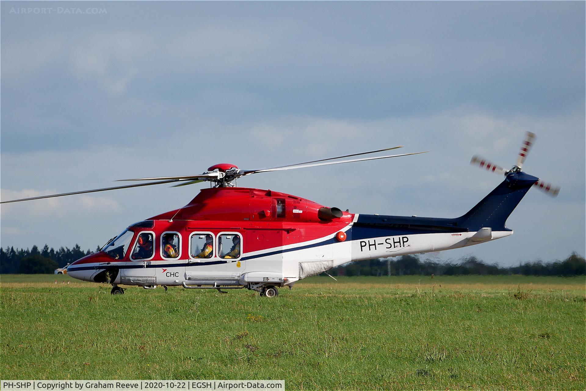 PH-SHP, 2007 AgustaWestland AW-139 C/N 31099, Departing from Norwich.