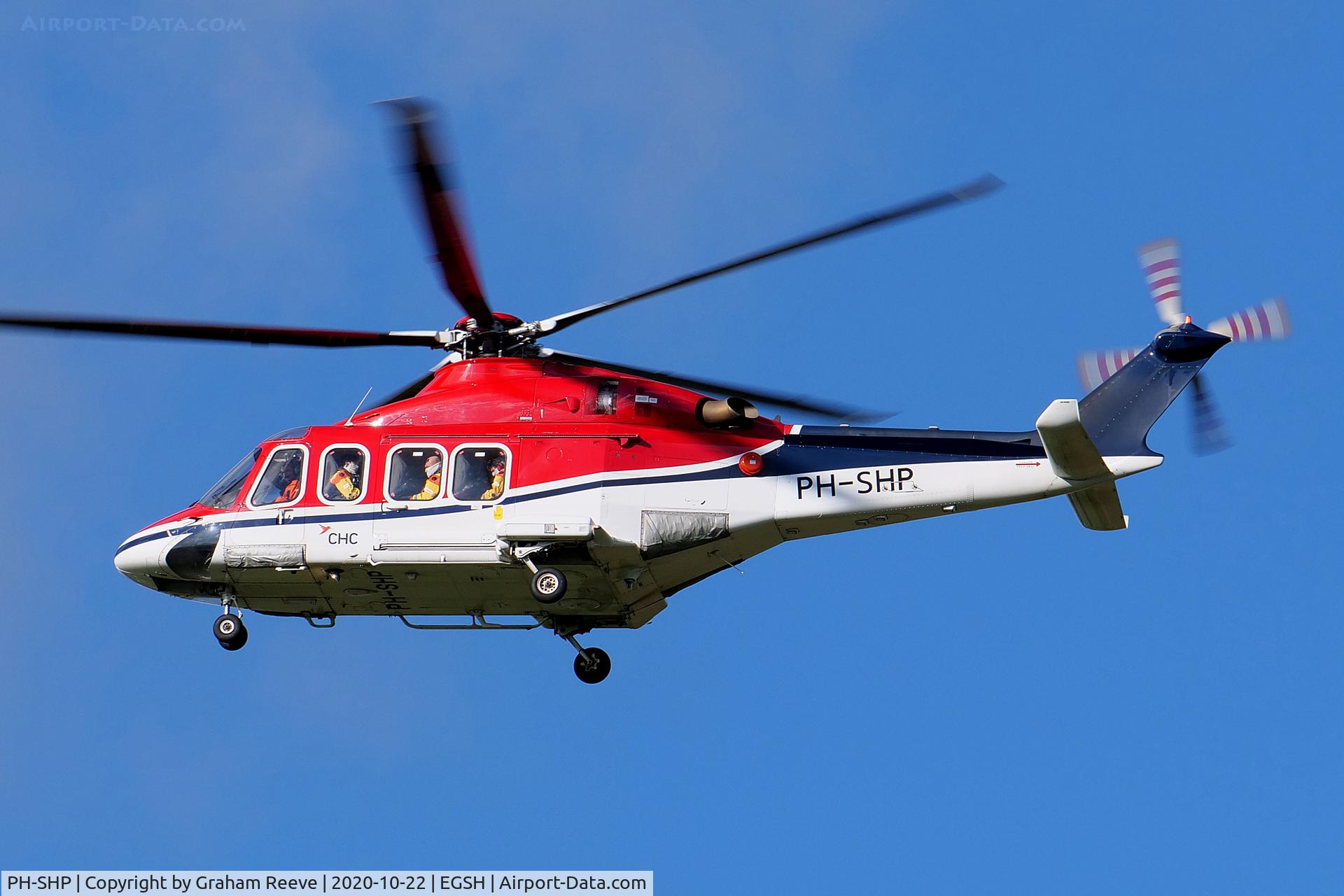 PH-SHP, 2007 AgustaWestland AW-139 C/N 31099, On approach to Norwich.
