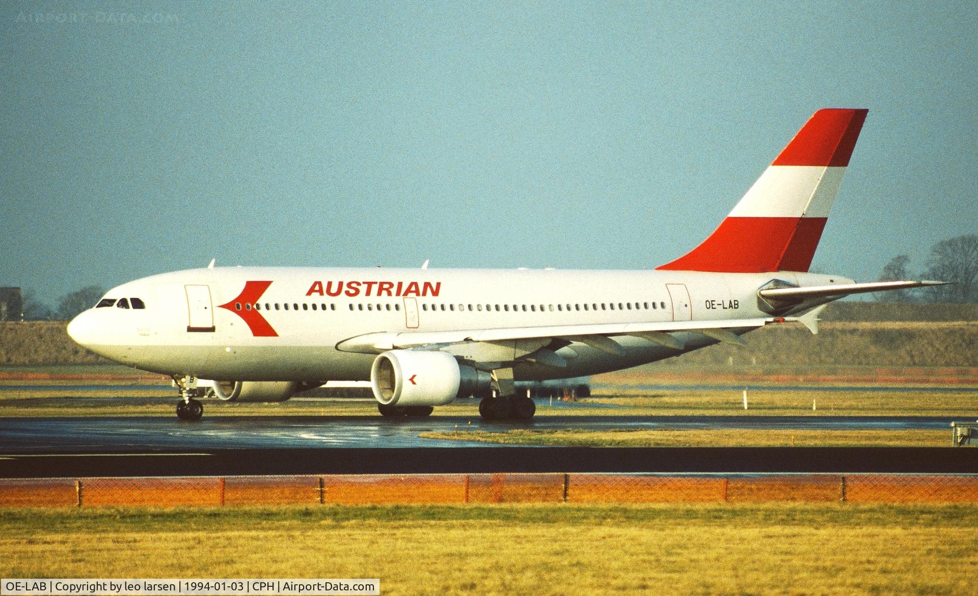OE-LAB, 1989 Airbus A310-324 C/N 492, Copenhagen 3.1.1994