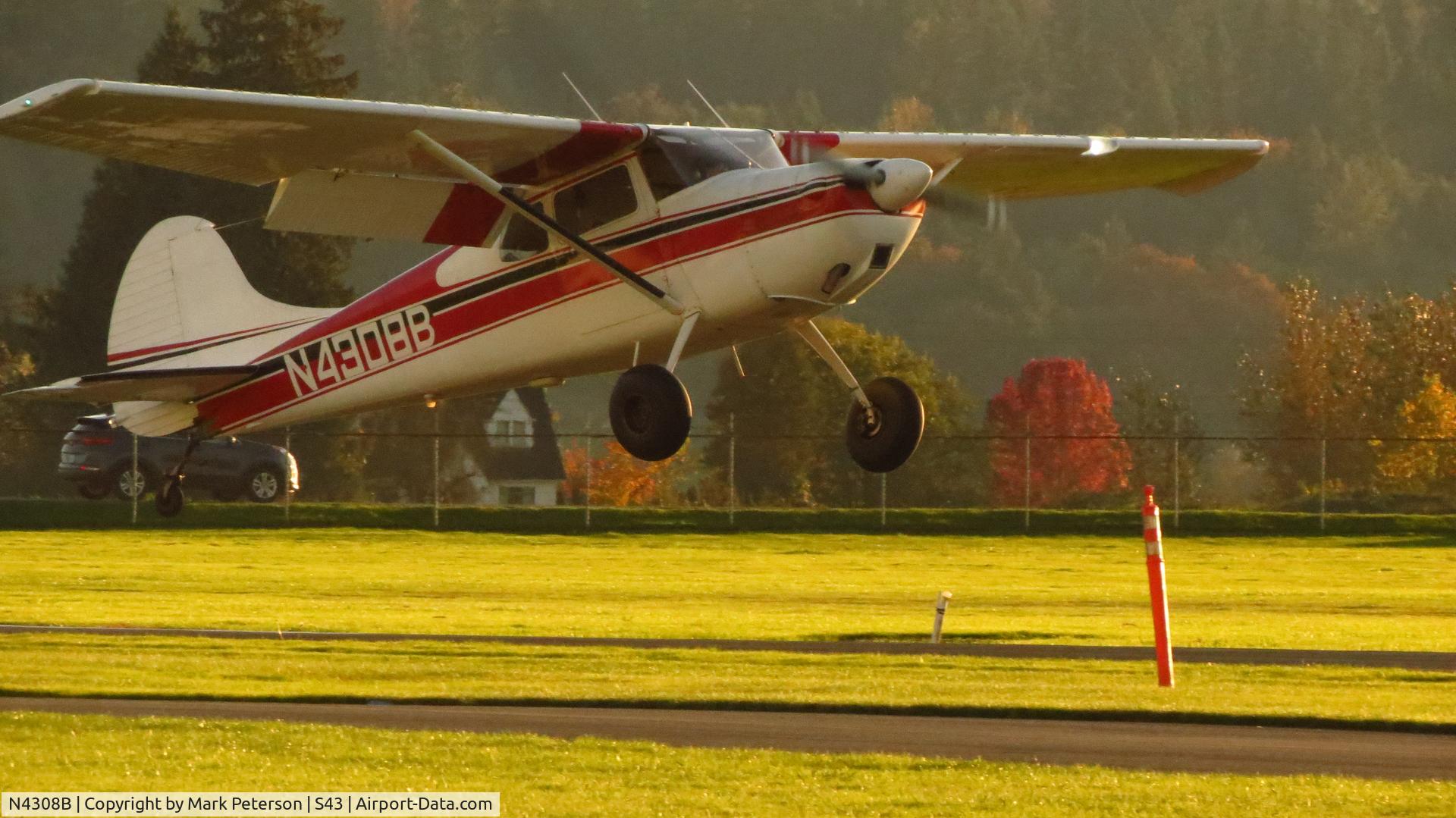N4308B, 1955 Cessna 170B C/N 26652, Takeoff at Harvey Field