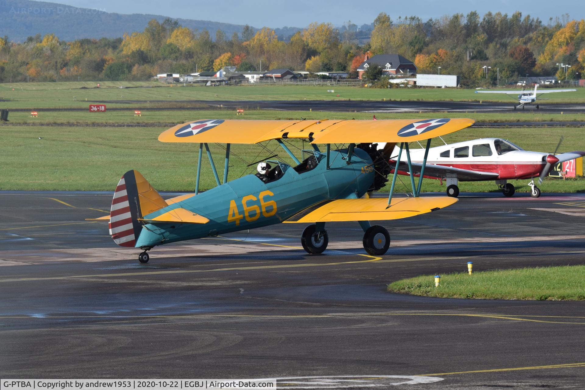 G-PTBA, 1937 Boeing A75 C/N 75-045, G-PTBA at Gloucestershire Airport.