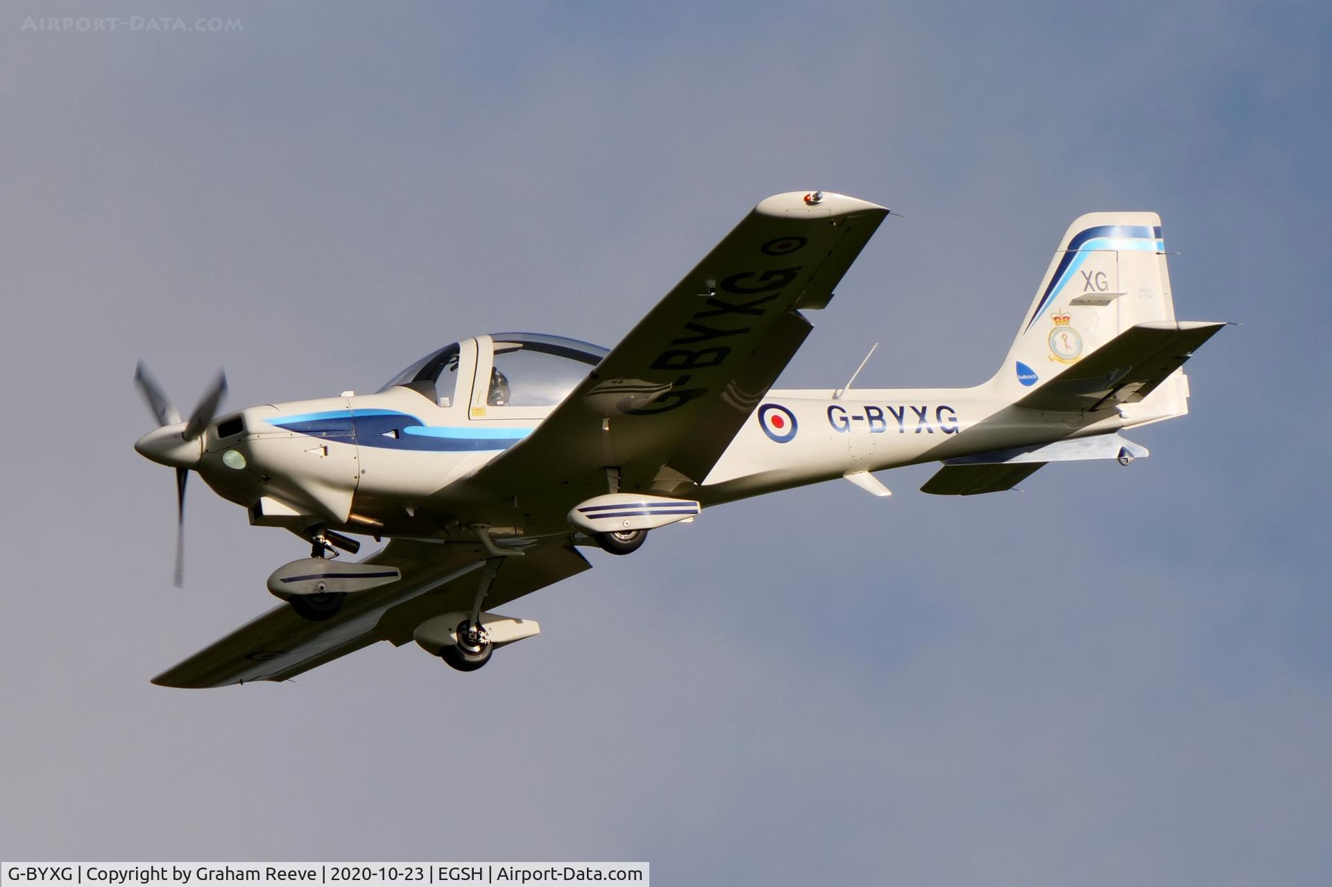 G-BYXG, 2001 Grob G-115E Tutor T1 C/N 82167/E, On approach to Norwich.