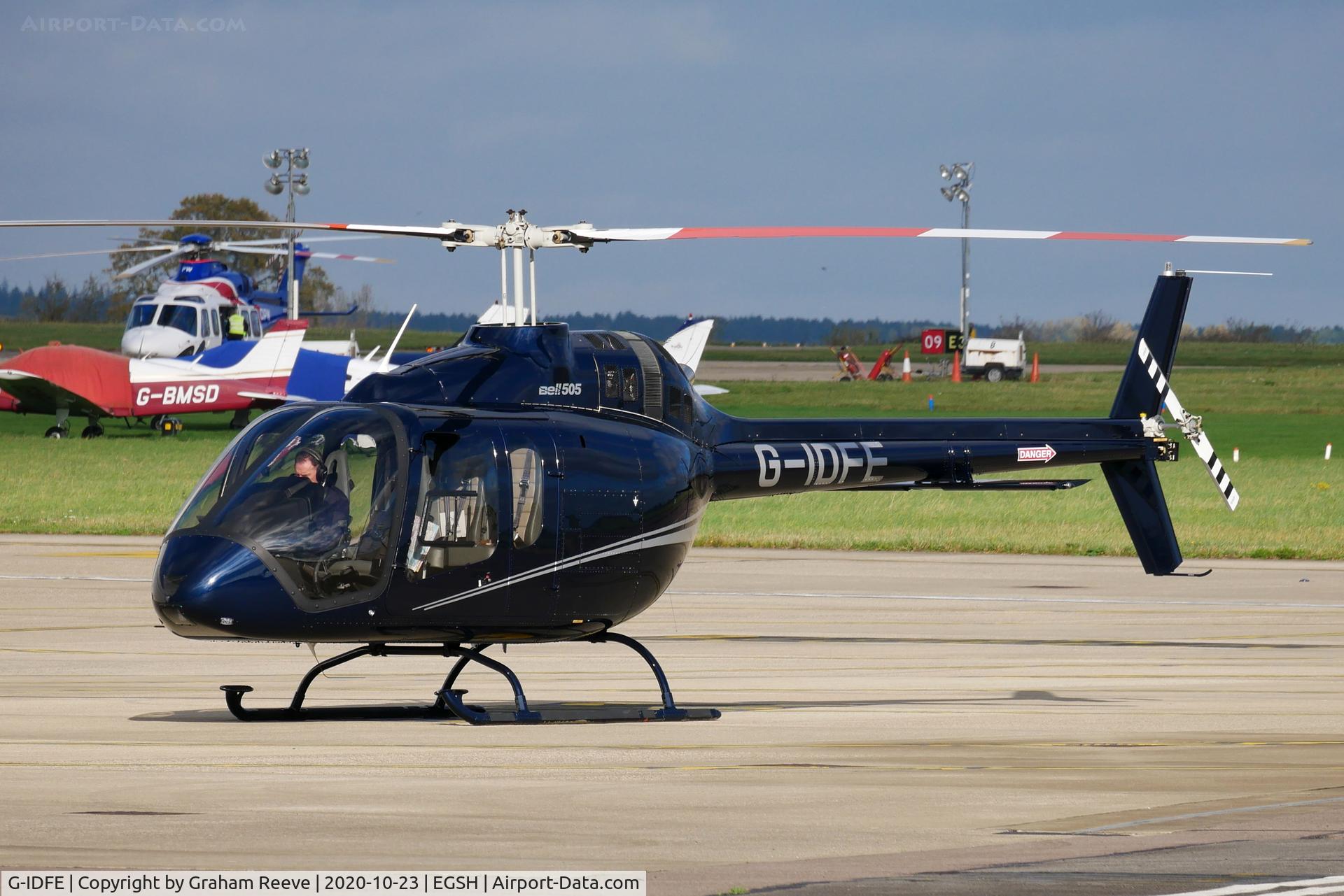 G-IDFE, 2019 Bell 505 Jet Ranger X C/N 65258, Parked at Norwich.
