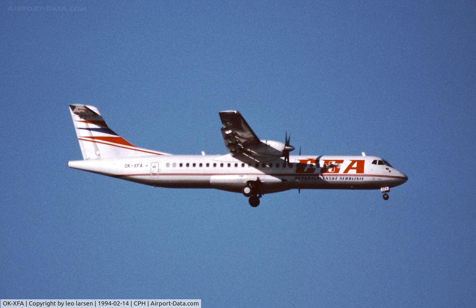 OK-XFA, 1992 ATR 72-202 C/N 285, Copenhagen 14.2.1994