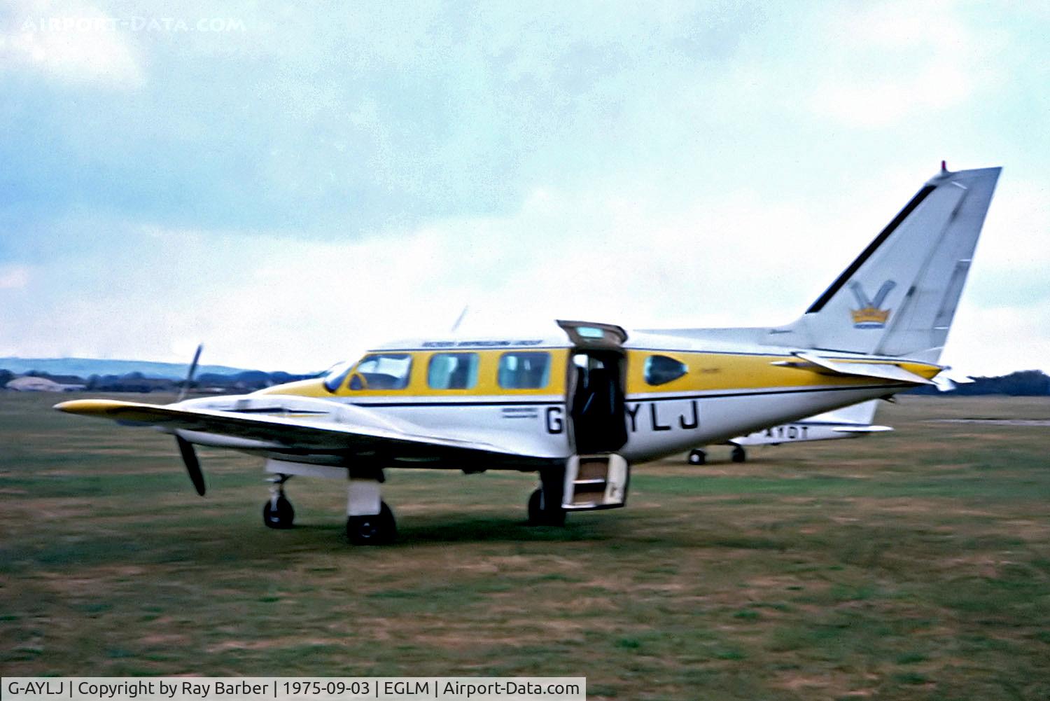 G-AYLJ, 1970 Piper PA-31 Navajo C/N 31-693, G-AYLJ   Piper PA-31-310 Turbo Navajo B [31-693] (Vickers Ltd) White Waltham~G 03/09/1975