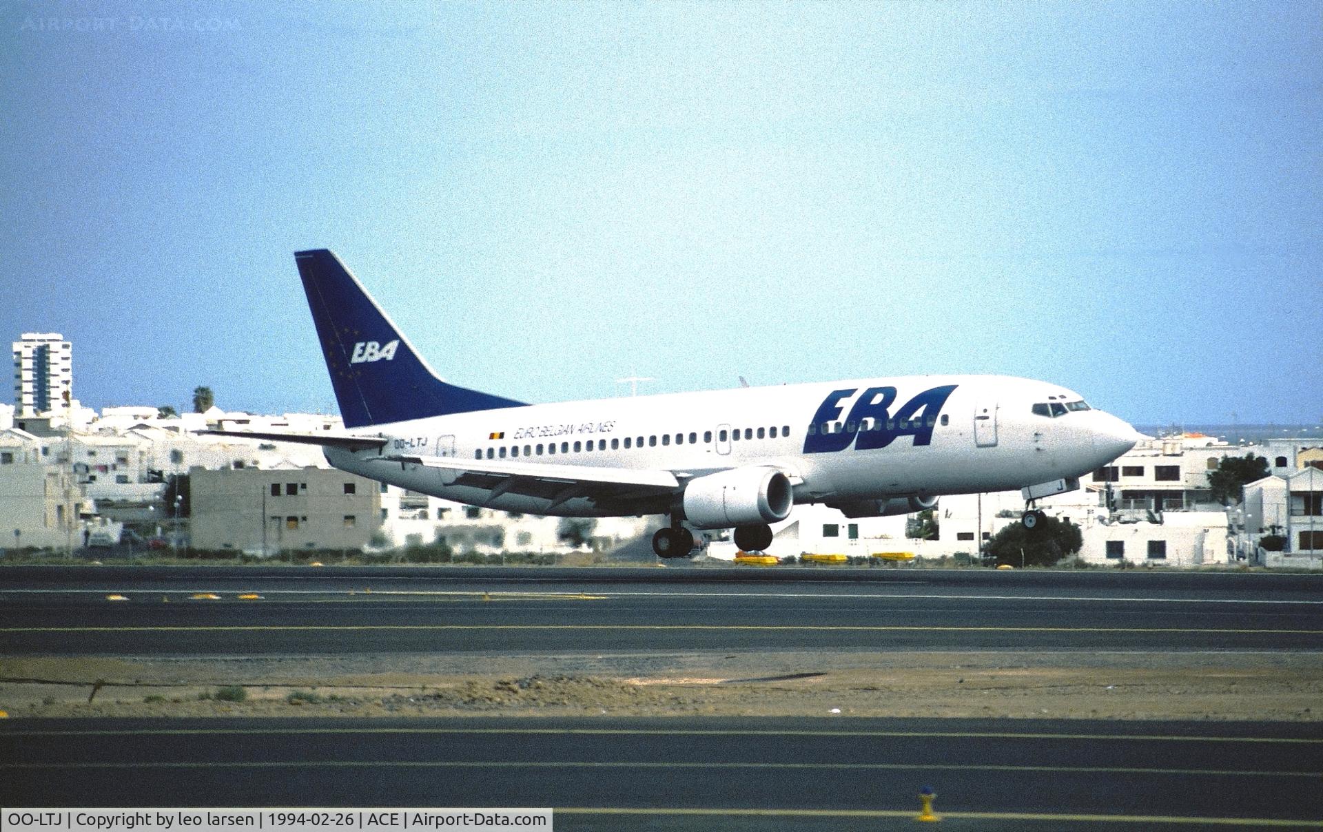 OO-LTJ, 1996 Boeing 737-3M8 C/N 25039, Lanzarote 26.2.1994