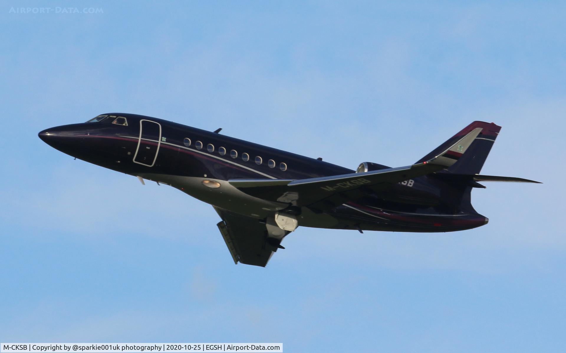 M-CKSB, 1995 Dassault Falcon 2000 C/N 6, Departing Norwich
