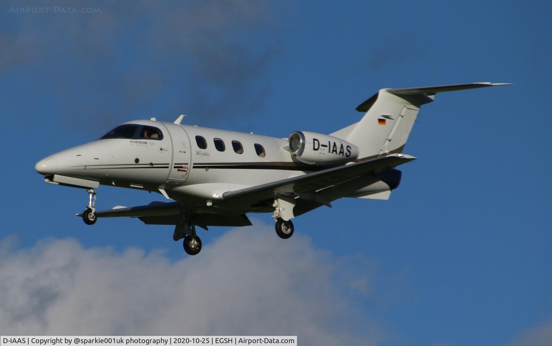 D-IAAS, 2010 Embraer EMB-500 Phenom 100 C/N 50000132, Seen arriving at Norwich