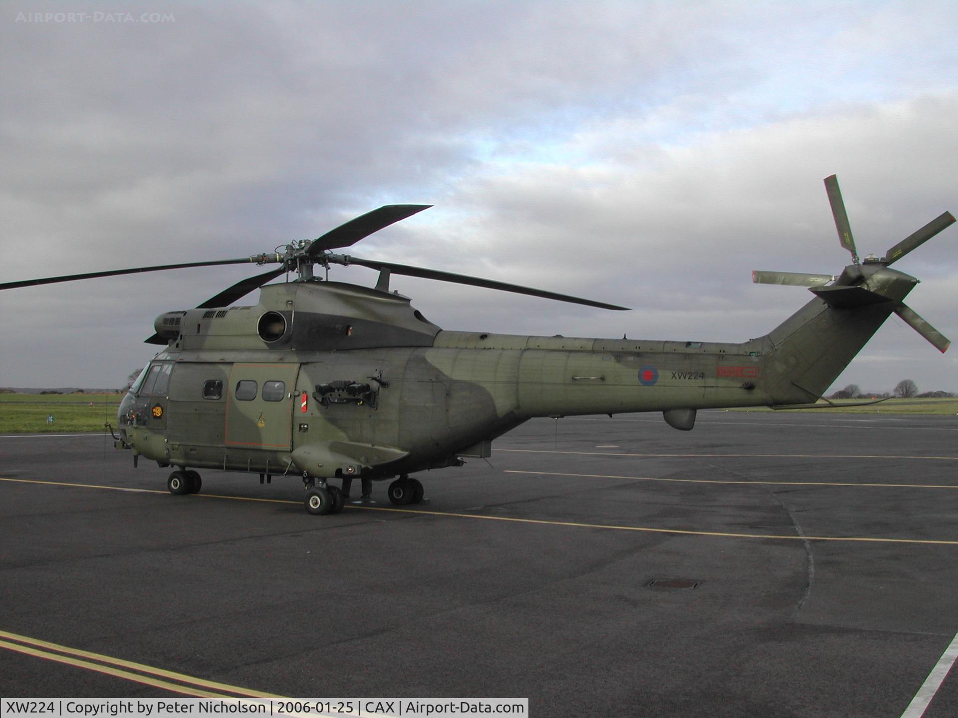 XW224, 1972 Westland Puma HC.1 C/N 1166, Puma HC.1, Callsign Vortex 001, of 230 Squadron at RAF Aldergrove on a visit to Carlisle in January 2006.