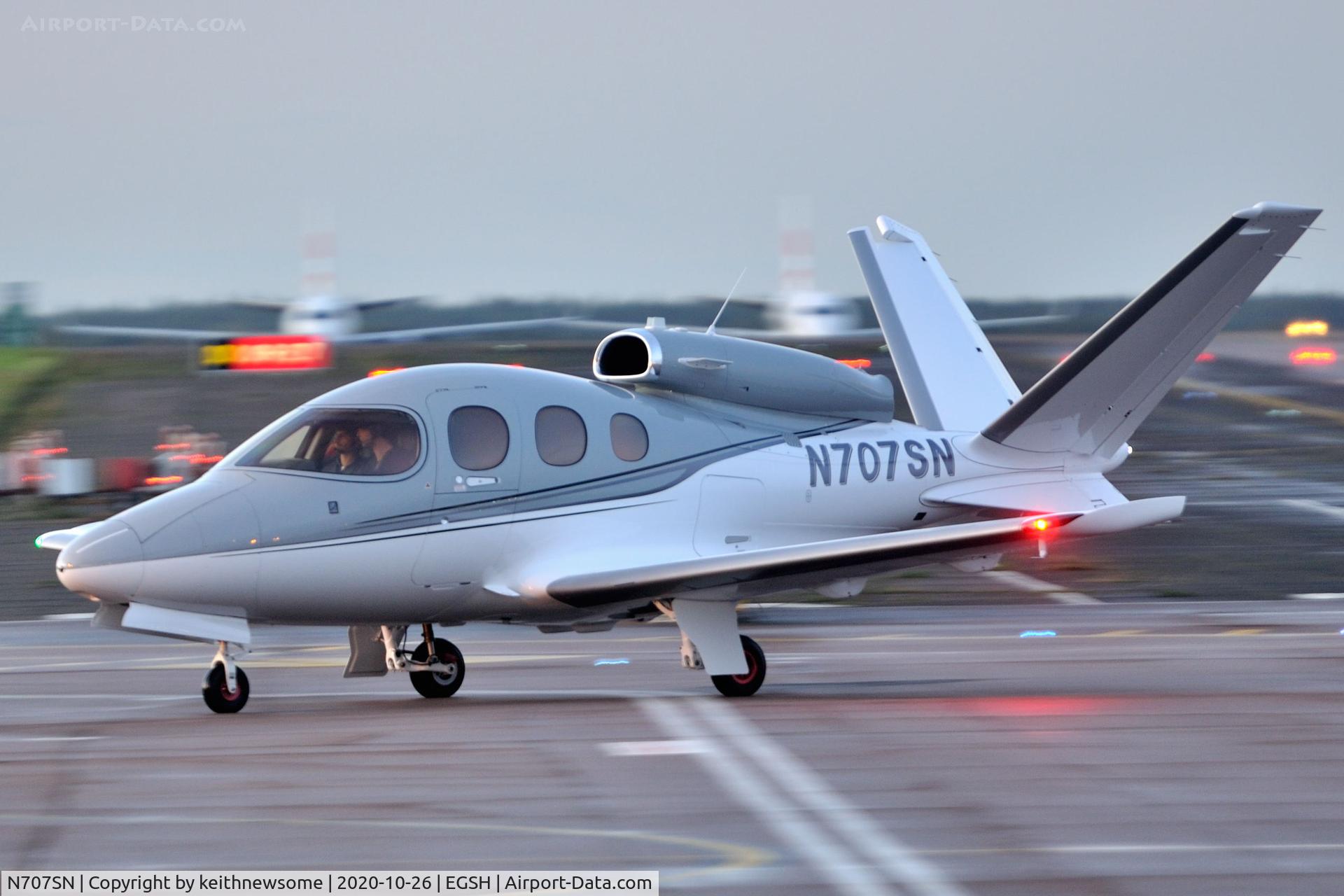 N707SN, 2018 Cirrus SF50 Vision C/N 0041, Arriving at Norwich from Stockholm.