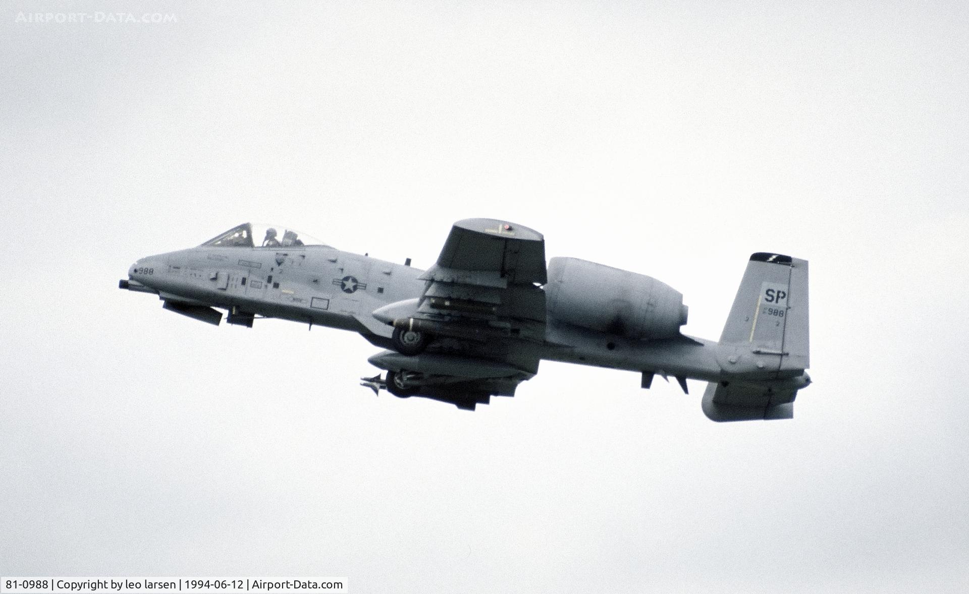 81-0988, 1981 Fairchild Republic A-10A Thunderbolt II C/N A10-0683, FSN Værløse 12.6.1994