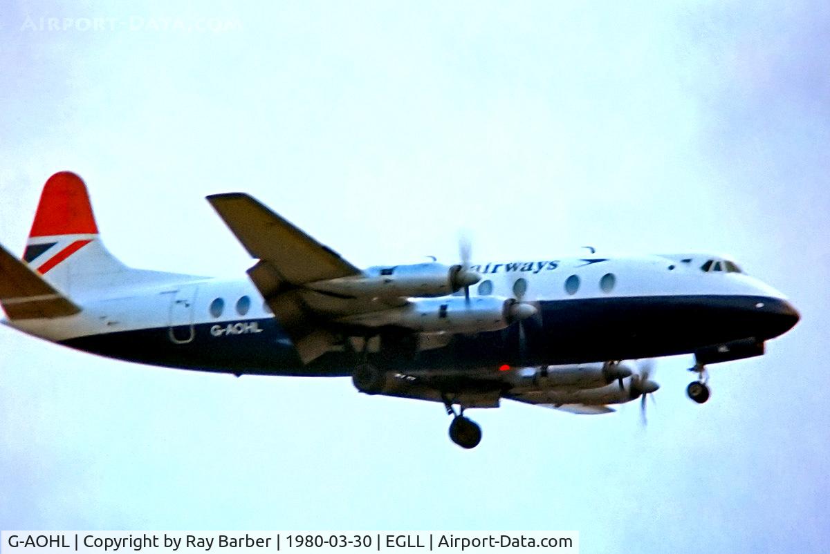 G-AOHL, 1957 Vickers Viscount 802 C/N 161, G-AOHL   Vickers Viscount 802 [161] (British Airways) Heathrow 30/03/1980
