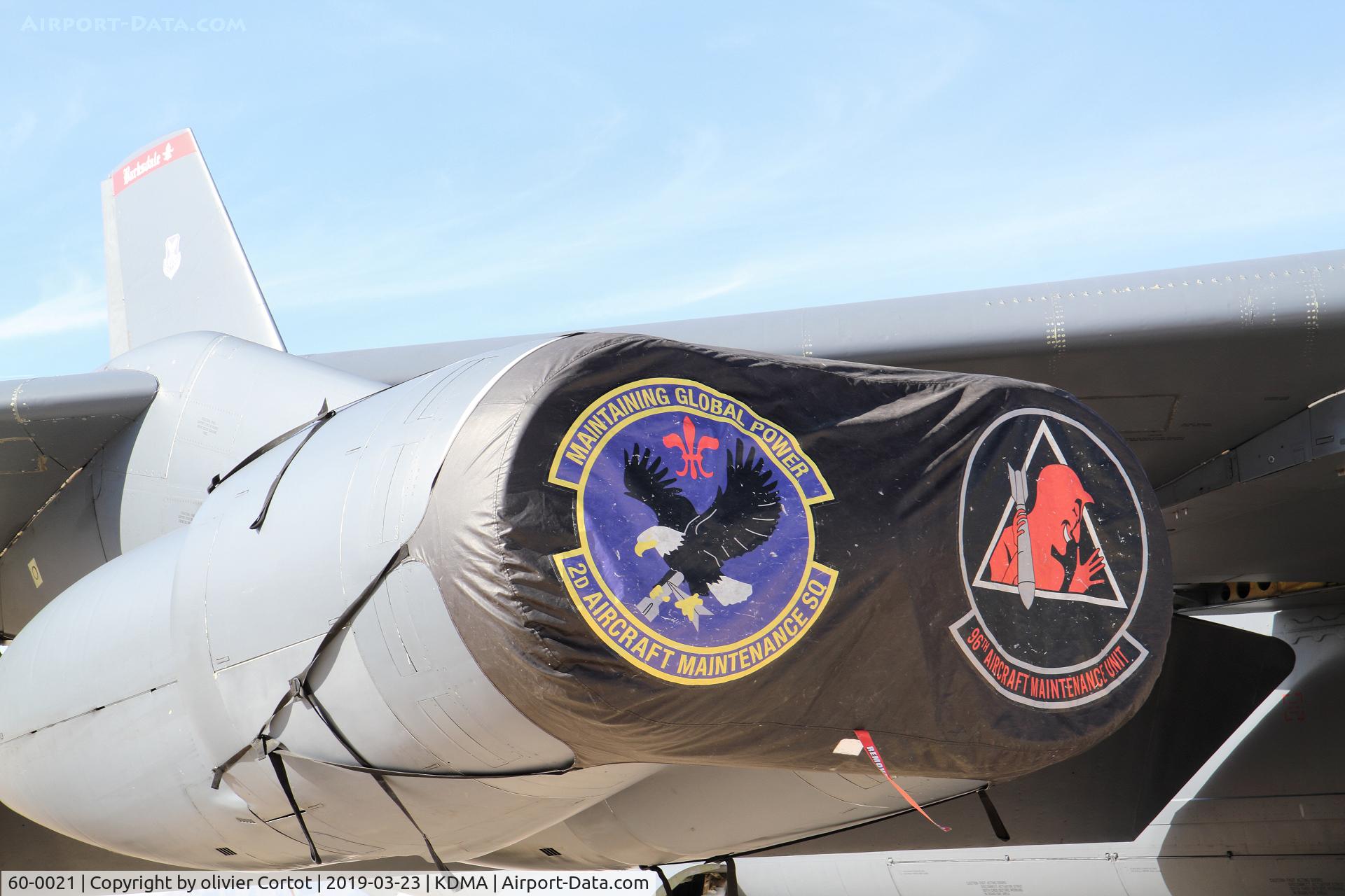 60-0021, 1960 Boeing B-52H Stratofortress C/N 464386, engine cover with squadron markings