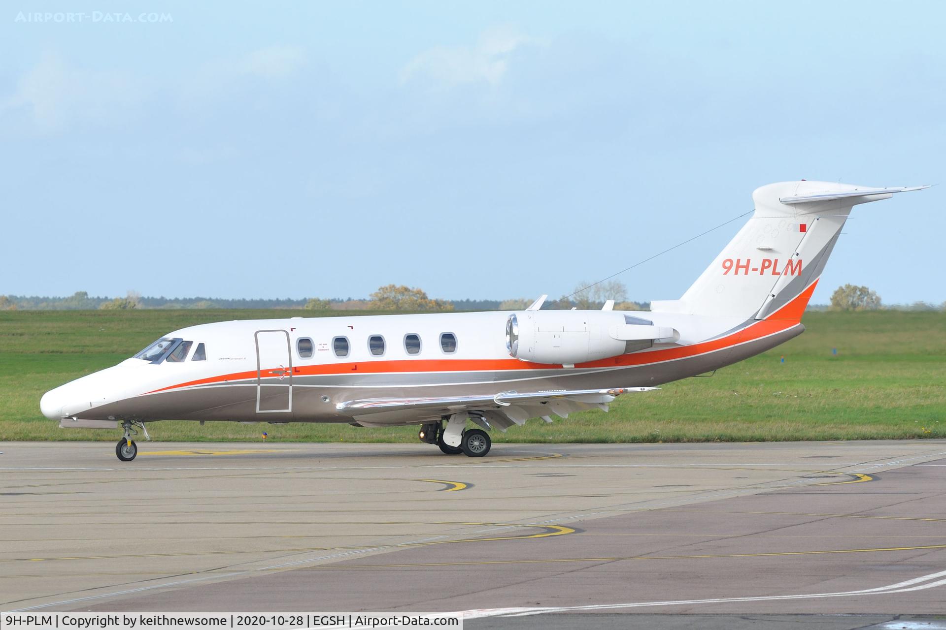 9H-PLM, 1992 Cessna 650 Citation VI C/N 650-0217, Arriving at Norwich from Newquay.