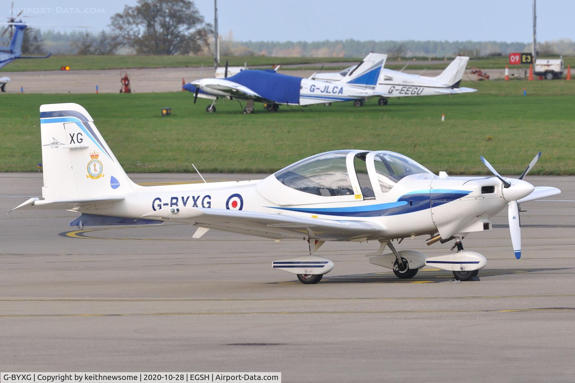 G-BYXG, 2001 Grob G-115E Tutor T1 C/N 82167/E, Parked at Norwich.