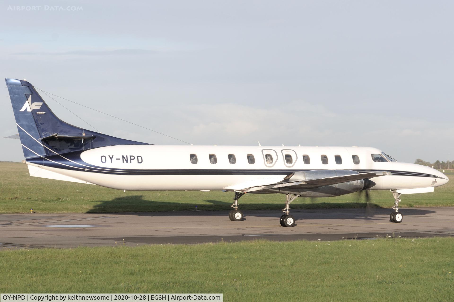 OY-NPD, 1994 Fairchild SA-227DC Metro 23 C/N DC-865B, Leaving Norwich for Aarlborg.