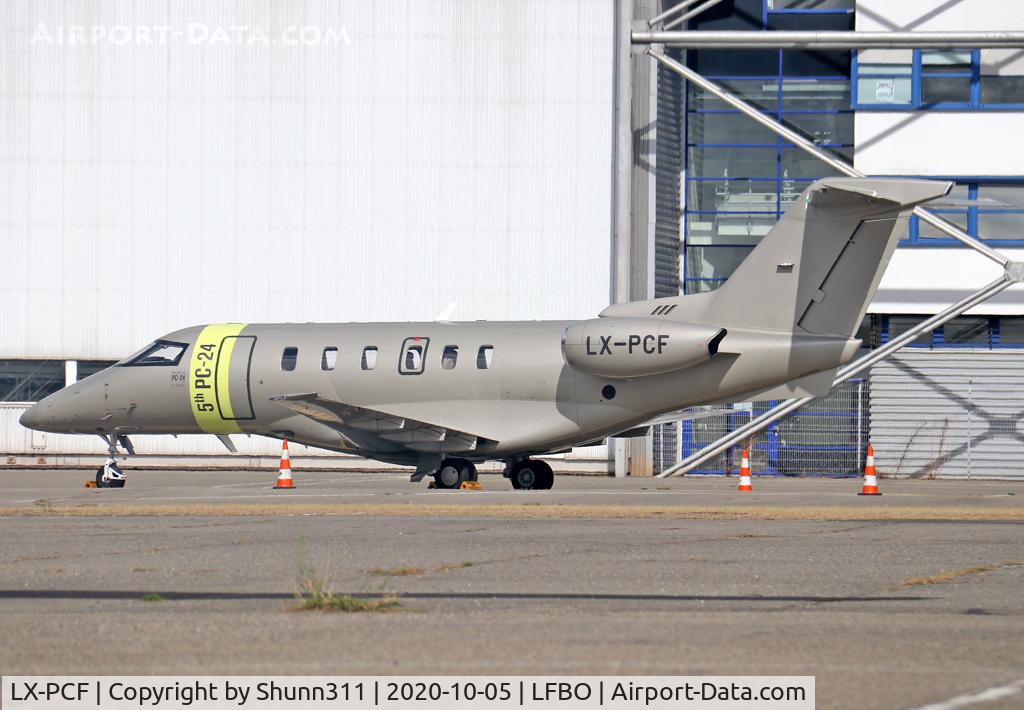 LX-PCF, 2020 Pilatus PC-24 C/N 179, Parked at the General Aviation area... 5th PC-24 titles on door...