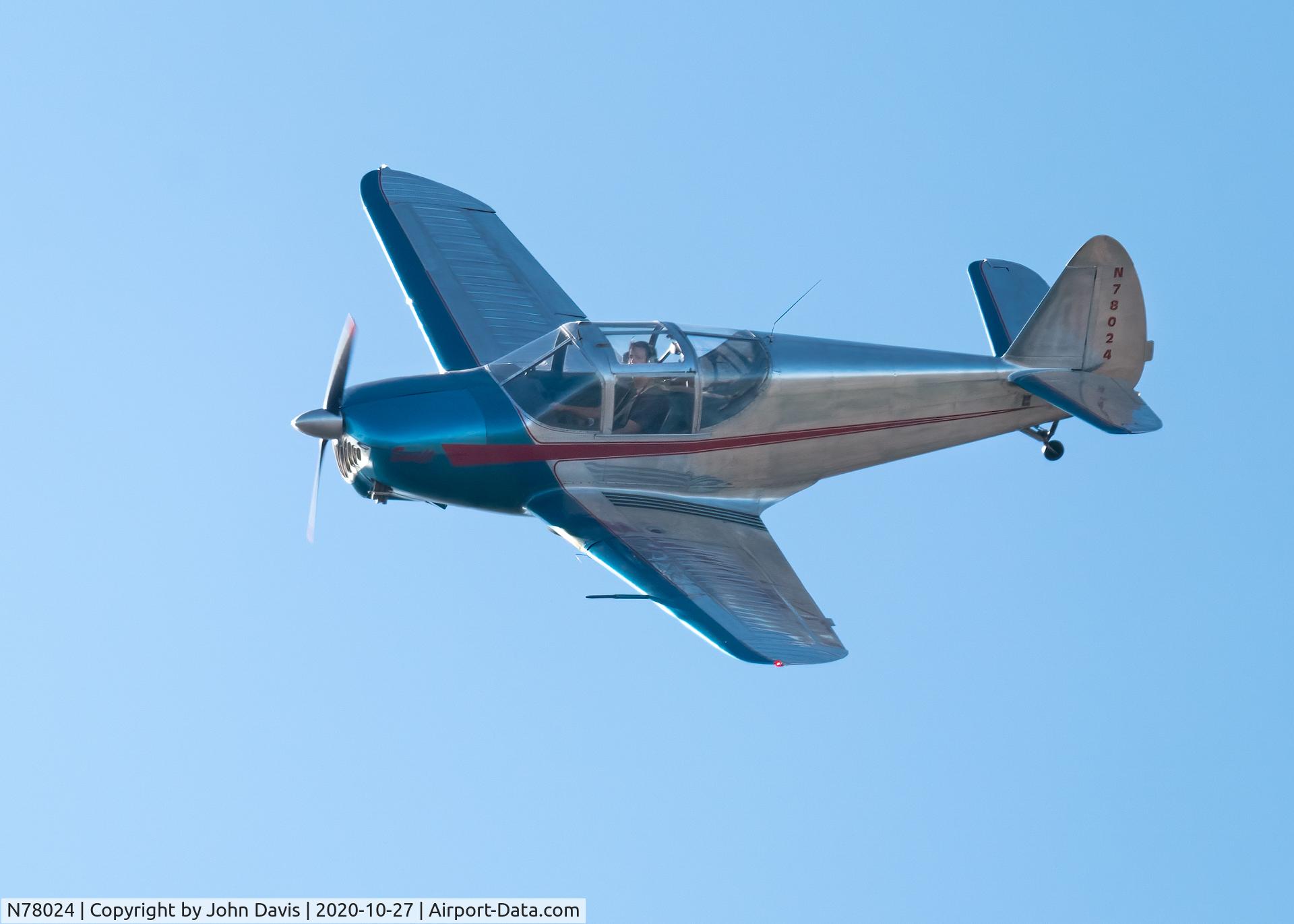 N78024, 1946 Globe GC-1B Swift C/N 2024, Shot from the Marin Headlands as aircraft was headed south over the Golden Gate straight.