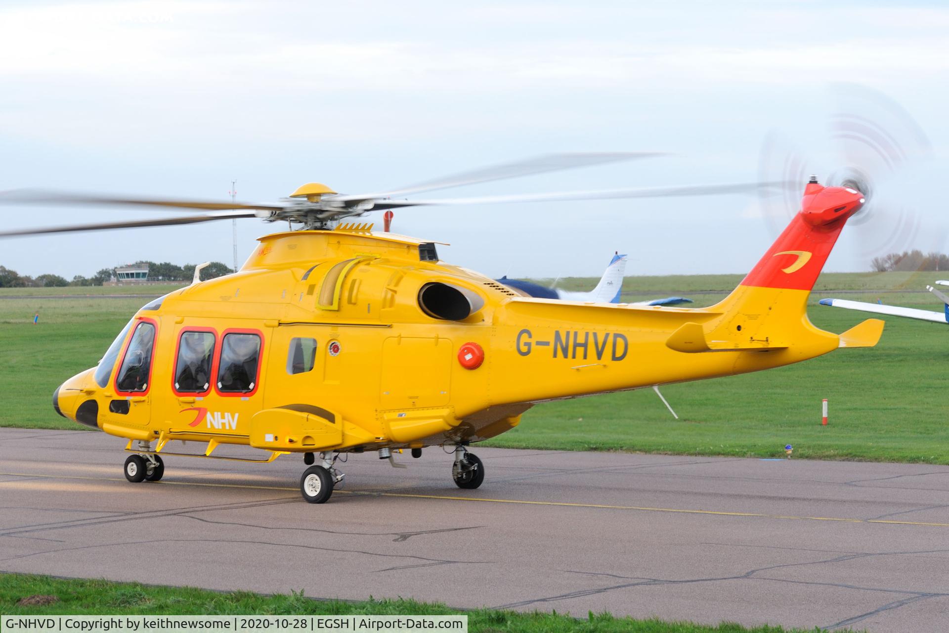 G-NHVD, 2019 Leonardo AW-169 C/N 69113, Leaving Norwich for crew training.