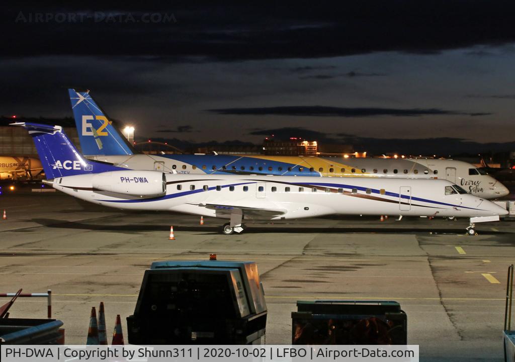 PH-DWA, 2007 Embraer ERJ-145LR (EMB-145LR) C/N 14501000, Parked at the General Aviation for a night stop.... special Soccer flight against Toulouse Football Club